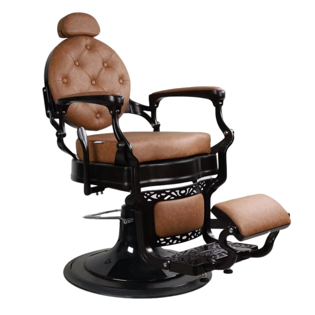 Premium Heavy Duty Swivel Barber Chair - Greenlife Cavalier Antique Deluxe Salon Chair with 4 Color Options for Home & Professional Hair Styling