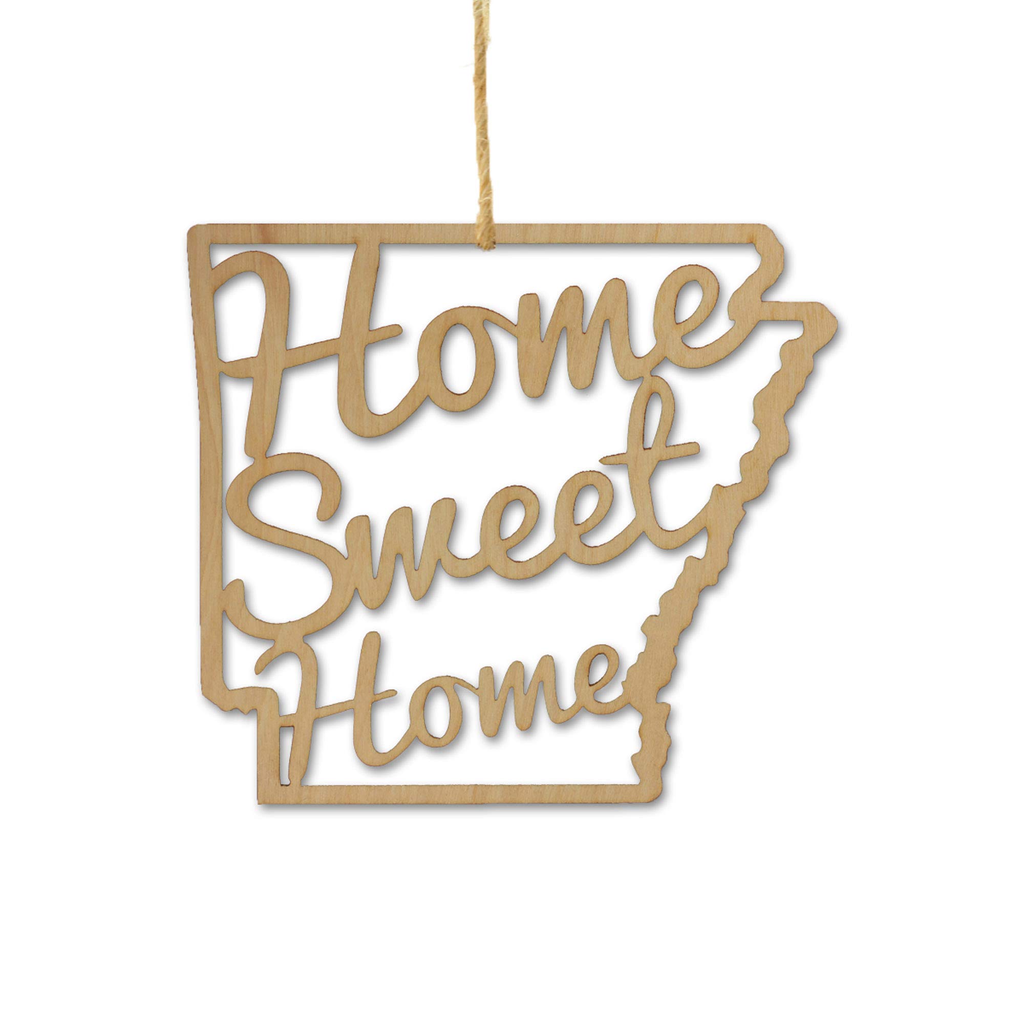 Torched Home Sweet Home Christmas Tree Ornament - Handmade Wooden Hanging Decoration for Holiday Decor, Perfect Housewarming Gift for New Homeowners (Arkansas Inspired) - Ideal for Christmas Trees, Mantels, and Festive Home Decor