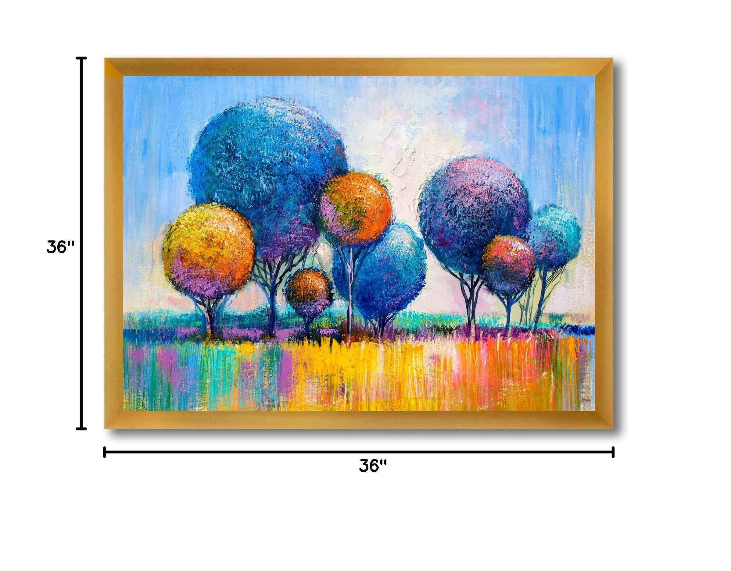 DesignQ Autumn Fantasy Trees IV Modern Framed Wall Art - Nature Inspired Home Decor for Living Room, Bedroom & Office