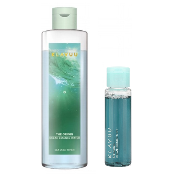 Klavuu The Origin Ocean Essence Water & Booster Shot - Hydrating Skincare Set for Dry & Sensitive Skin | Daily Moisturizing & Anti-Aging Routine | Perfect for Travel & Night Care