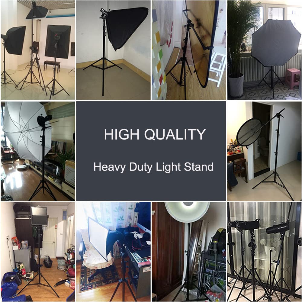 Professional 8.5ft Heavy Duty Aluminum Alloy Photography Light Stand with Spring Cushion - 2 Pack Studio Lighting Stand for Softbox, Ring Light, Strobe & Flash - Perfect for Portrait, Product & YouTube Video Shooting