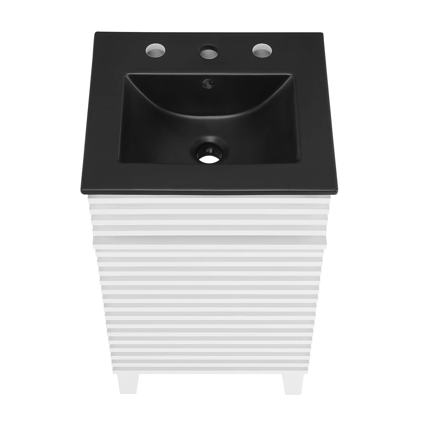 Modway Render 18 Inch Modern Bathroom Vanity with White Ceramic Sink & Black Finish - Perfect for Small Bathrooms, Powder Rooms & Apartment Remodels