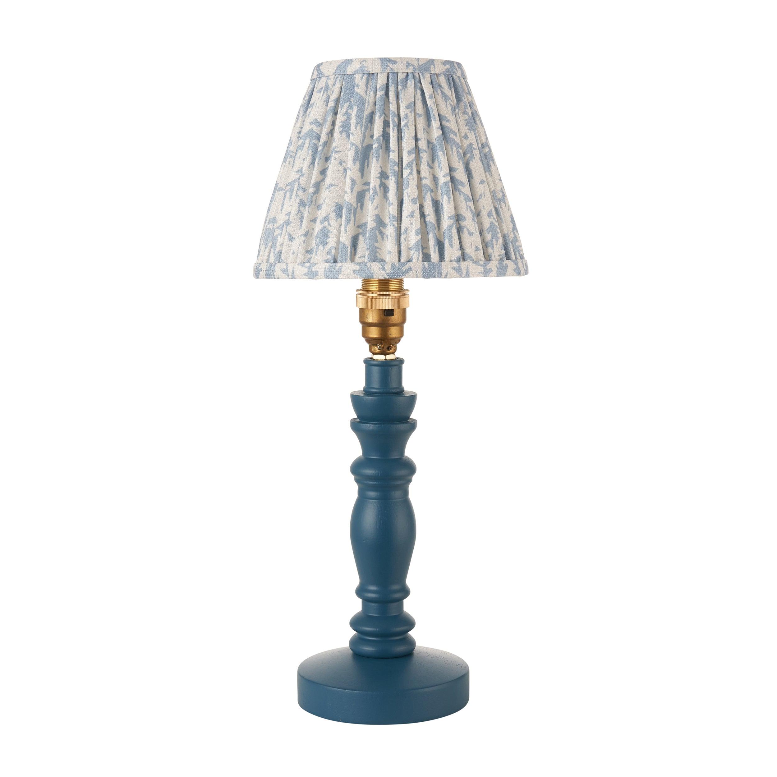 Bibury Blue Table Lamp with 16cm Leaf Design Shell Bay Blue Shade - Perfect for Bedroom, Living Room & Office Decor