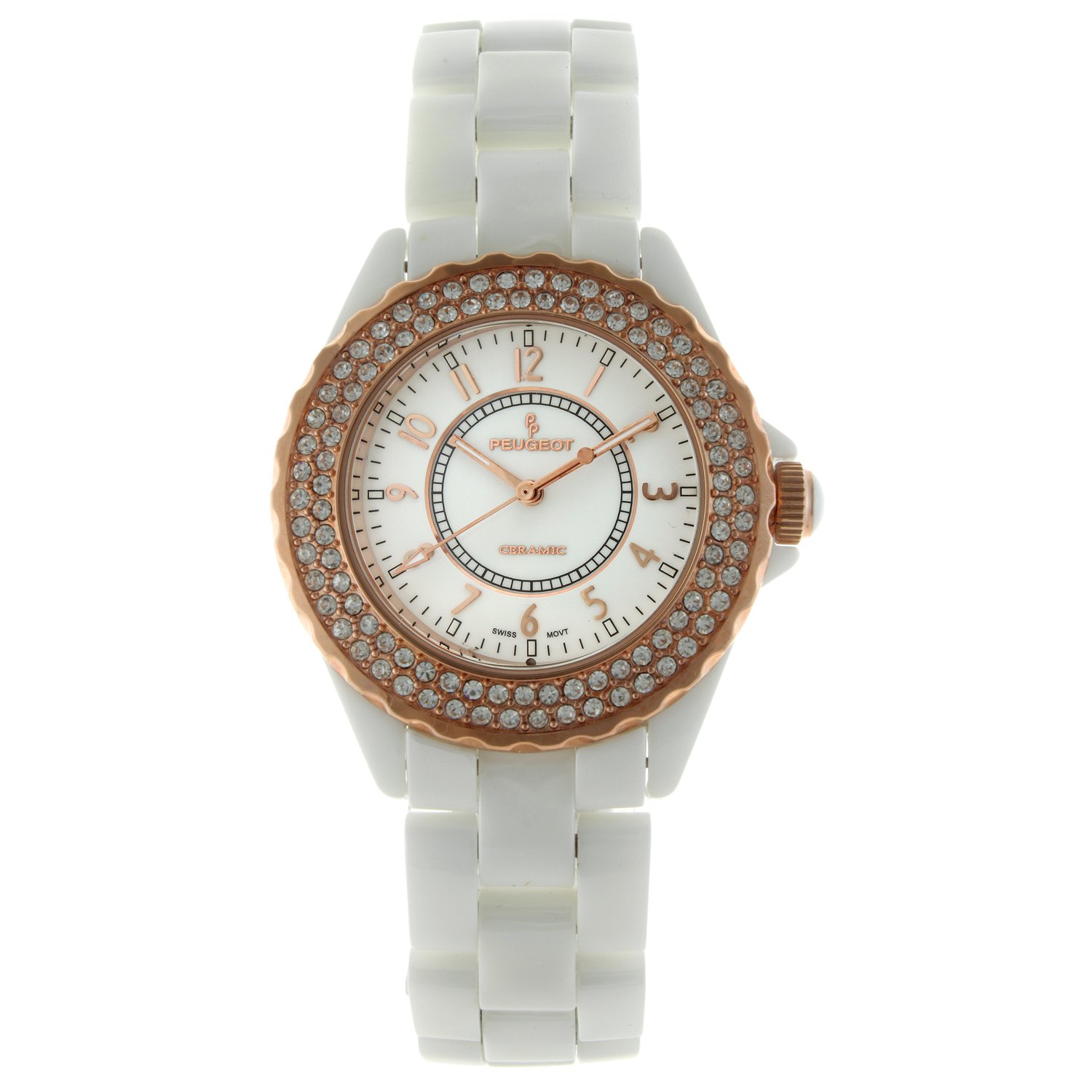 Peugeot Women's Swiss Ceramic Analog Watch - White Ceramic Case & Bracelet, Water Resistant, Luxury Dress Watch for Women | Perfect for Office, Evening Events & Special Occasions
