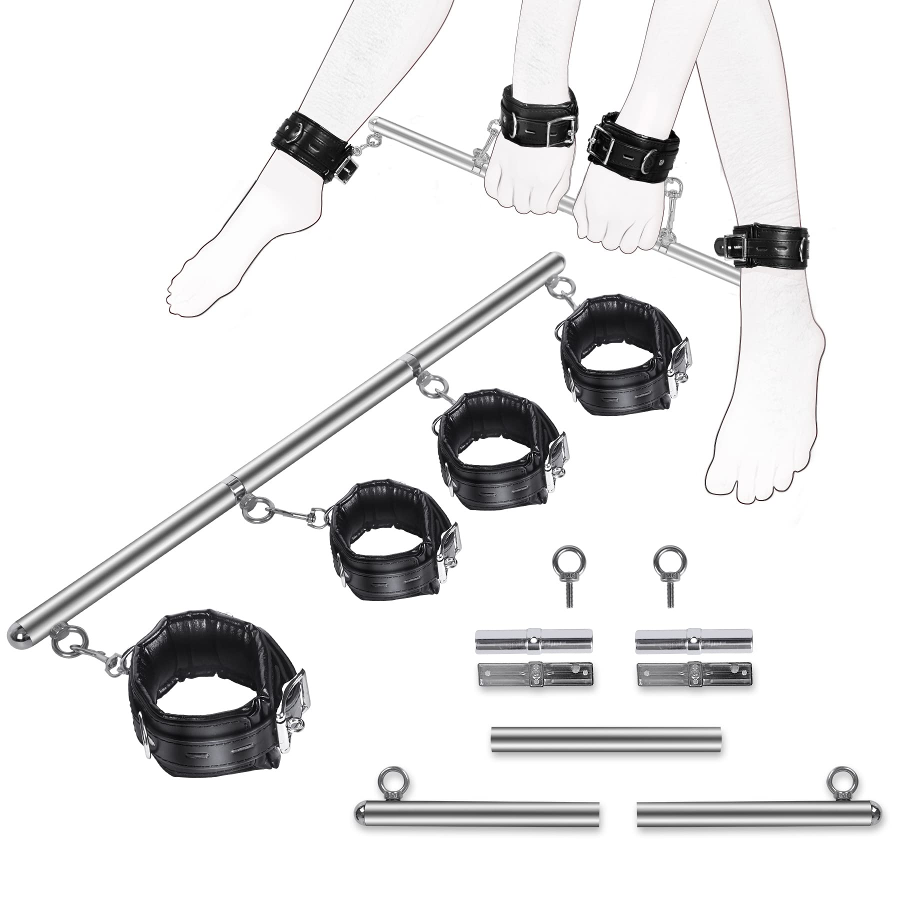 BDSM Bondage Restraints for Couples - Adjustable Handcuffs & Spreader Bar Sex Toys - Adult BDSM Gear for Bedroom Play - Perfect for Roleplay, Spicing Up Relationships & BDSM Enthusiasts