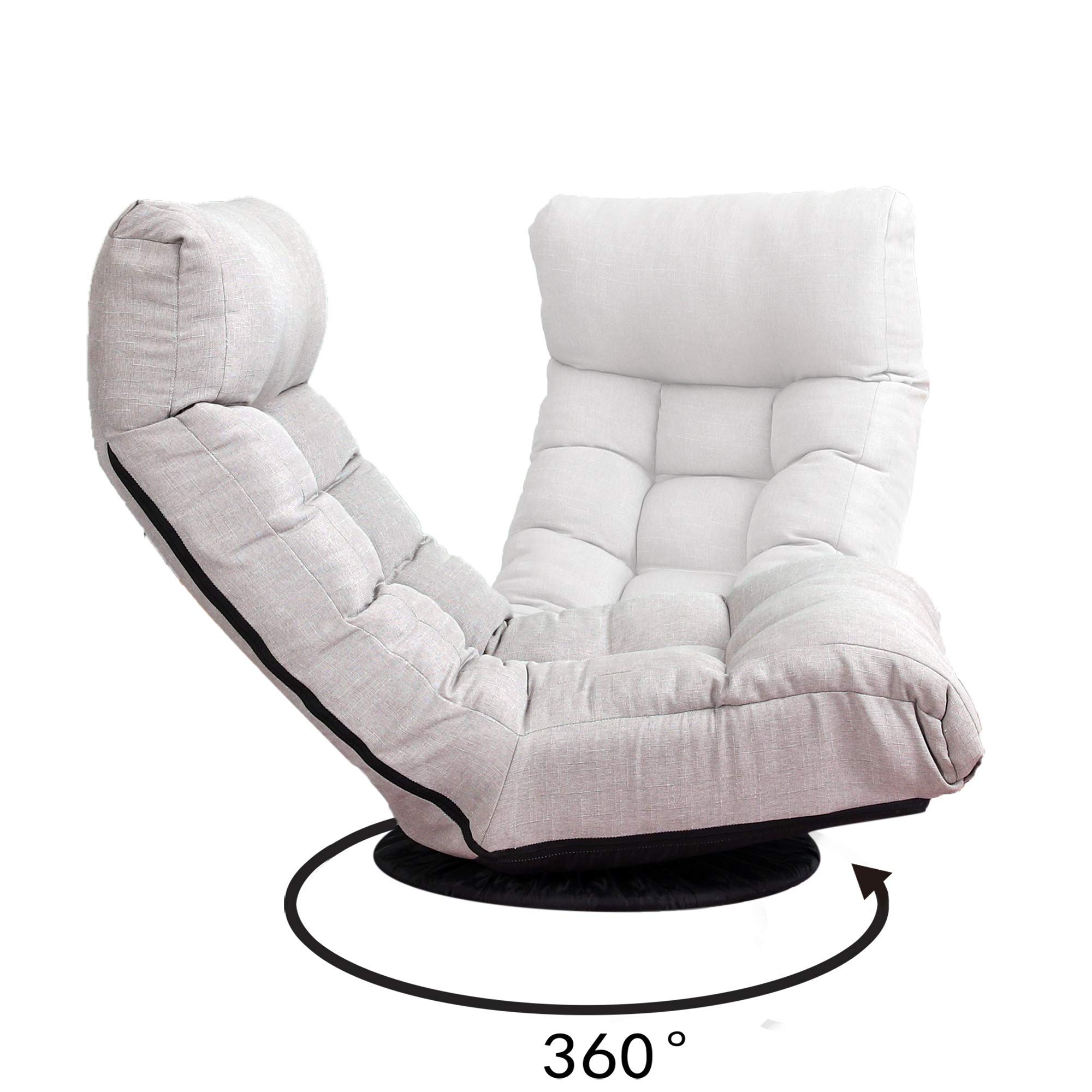 Ergonomic Floor Gaming Chair with Ottoman - Adjustable Swivel Seat for Comfortable Floor Sitting, Gaming, Reading & Meditation (Gray) - Perfect for Small Spaces, Living Rooms & Bedrooms