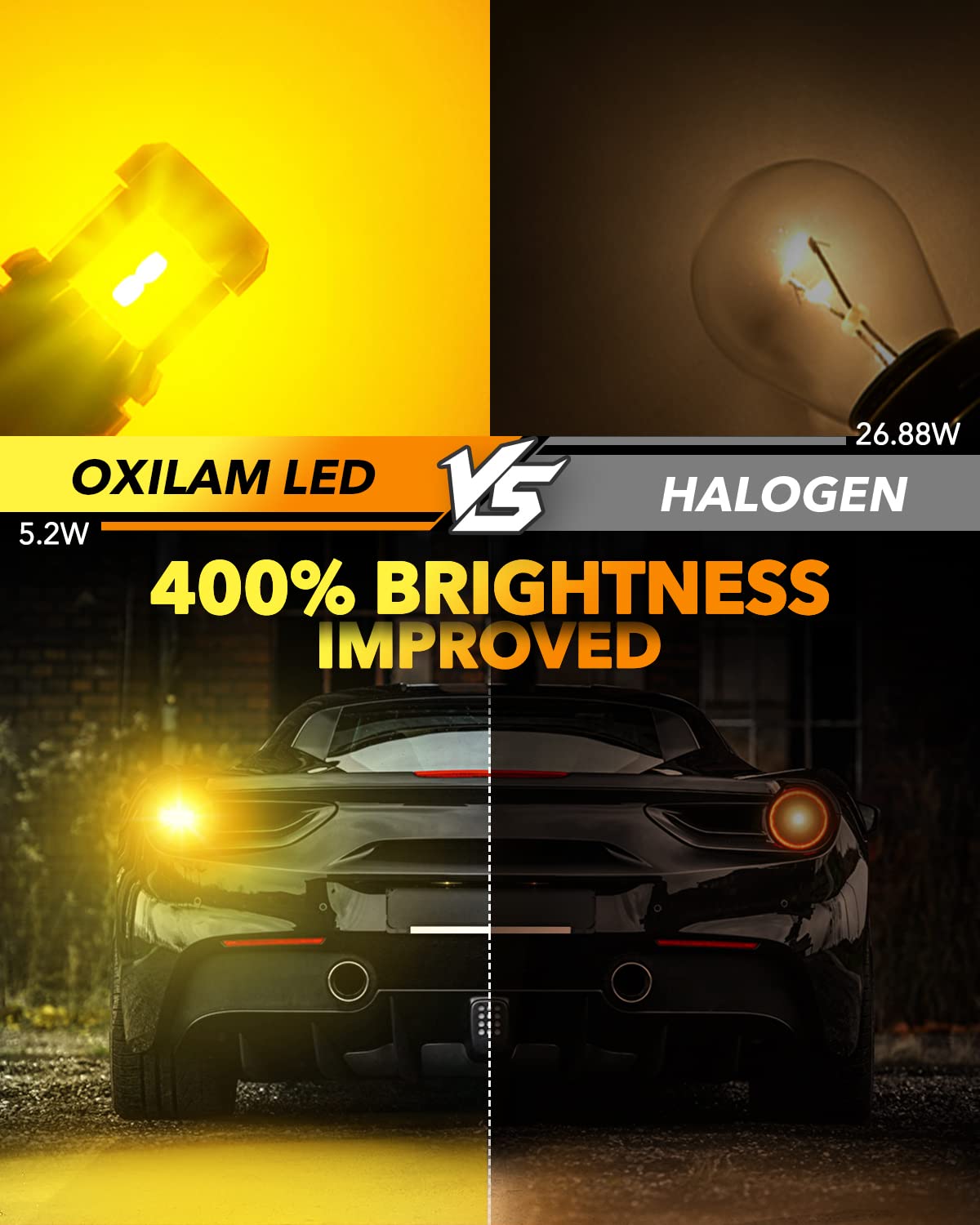 OXILAM 1157 2057 2357 7528 BAY15D LED Bulb Amber Yellow - Super Bright Replacement Bulbs for Turn Signal, Brake Lights, Tail Lights, Blinker & Side Marker | Perfect for Cars, Trucks, SUVs & Motorcycles