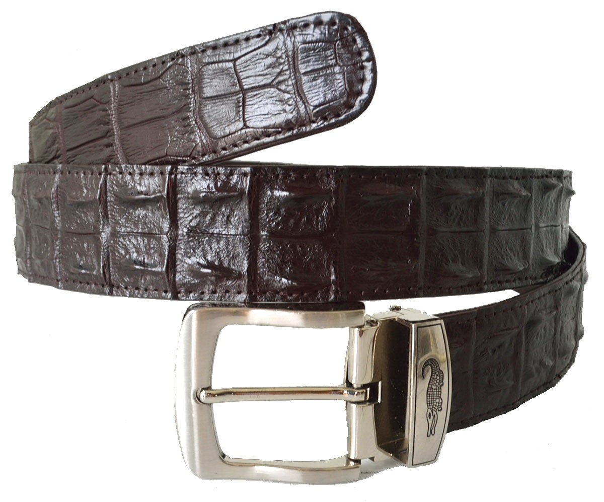 Authentic Sefaro Genuine Crocodile Skin Men's Belt - Double Row Backbone Pin Design for Formal & Business Occasions - Premium Leather Dress Belt for Office, Wedding & Special Events