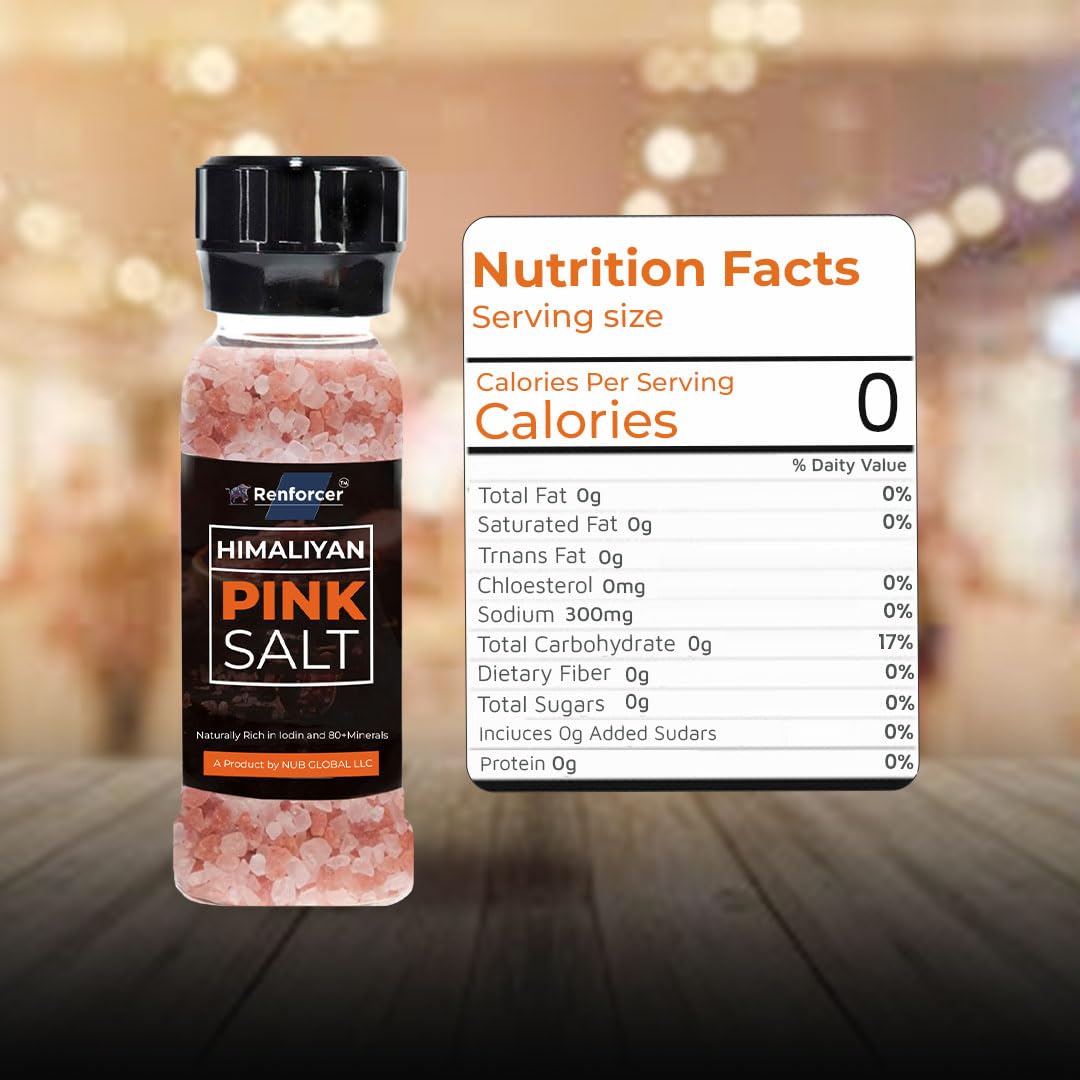 Himalayan Pink Salt Coarse Grinder - 100% Pure & Natural Unrefined Mineral Sea Salt for Cooking, Seasoning & Gourmet Recipes - Refillable Salt Grinder (9 oz) - Perfect for Steak, Salad & Home Kitchen Use