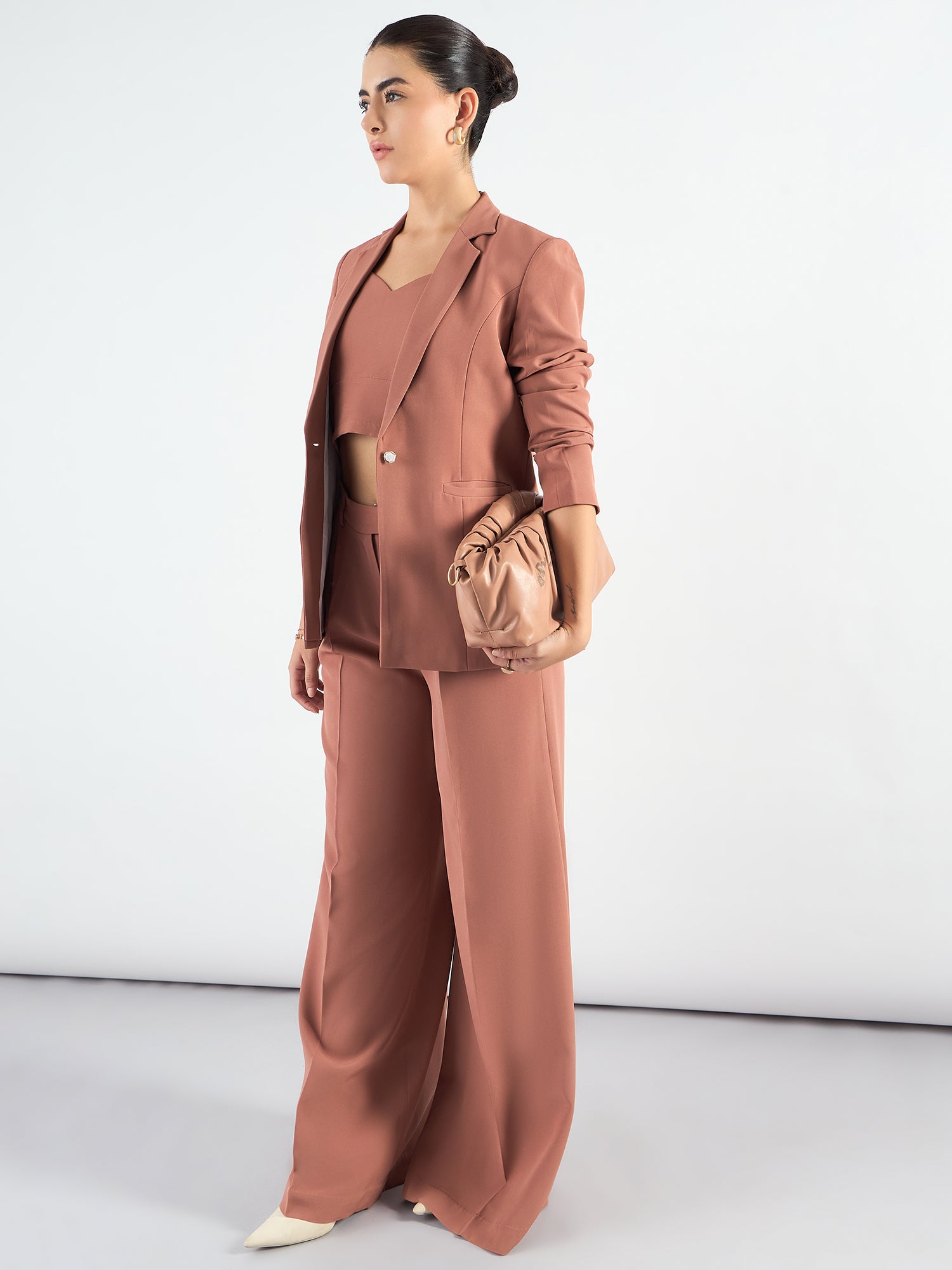 Dusty Peach Classic 3-Piece Stretch Suit for Men | Comfortable Business & Wedding Attire | Office, Formal Events & Special Occasions