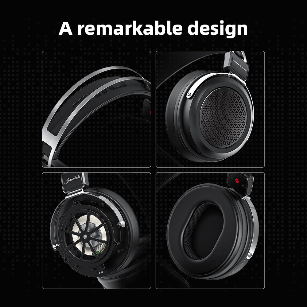 FiiO/JadeAudio JT1 Professional Studio Headphones - 50mm Drivers, Hi-Res Audio, Detachable Mic for Recording, Gaming & Music Production - Perfect for Home Studios, Podcasting & Competitive Gaming