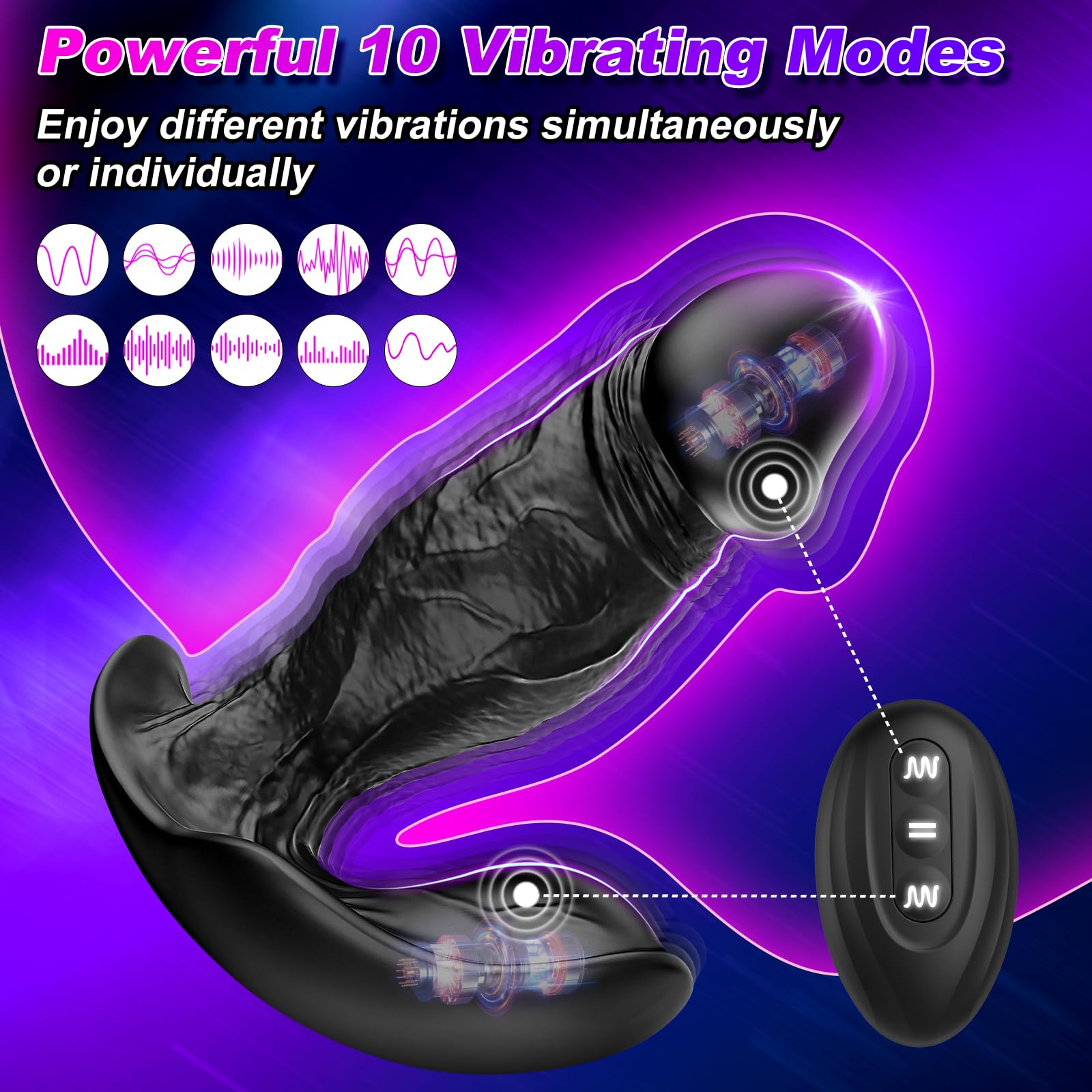 Premium Prostate Massager & Anal Vibrator for Men - 10 Powerful Vibration Modes, Remote Control, Soft Silicone Anal Plug - Intimate Couple Play & Solo Pleasure