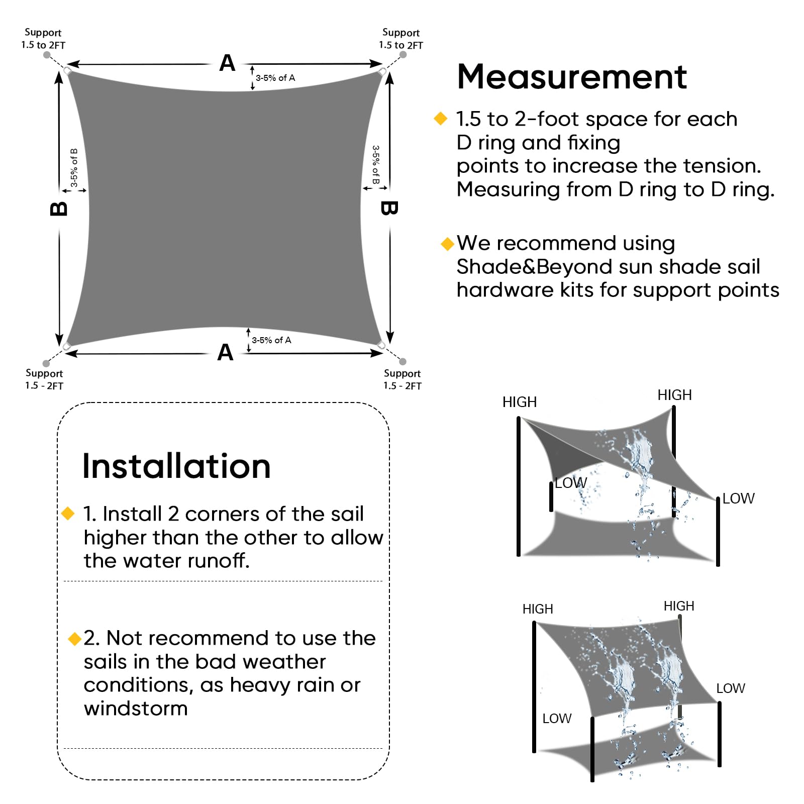 Shade&Beyond 10'x13' Waterproof Sun Shade Sail Canopy - UV Block Outdoor Sunshade for Backyard, Deck, Patio & Garden - Dark Grey - Perfect for Picnics, Poolside Lounging & Outdoor Gatherings