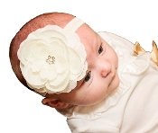 Funny Girl Designs Emma Silk Flower Elastic Headband for Baby & Toddler - Soft & Stylish Hair Accessory for Newborns, Infants & Little Girls - Perfect for Photos, Parties & Everyday Wear