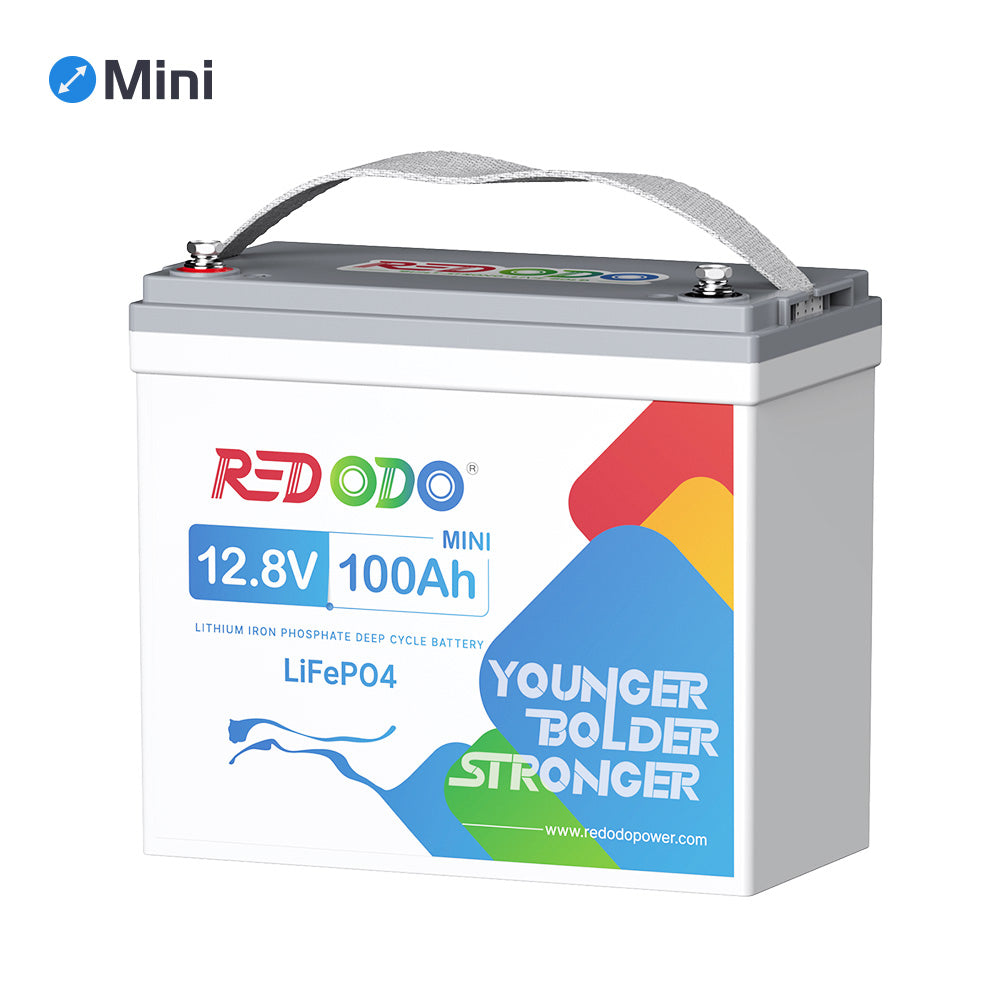 Redodo 12V 100Ah Mini Lithium LiFePO4 Battery - Smallest & Lightweight Deep Cycle Battery for RV, Boat, Solar System | Perfect for Trolling Motors, Off-Grid Power & Marine Applications