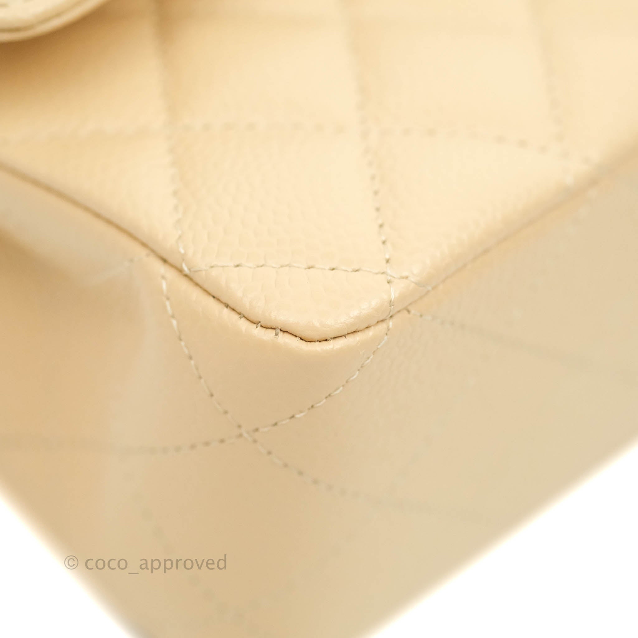 Chanel Classic Medium Double Flap Bag in Beige Caviar Leather with Gold Hardware - Luxury Designer Handbag for Women, Perfect for Work, Evening Events & Special Occasions