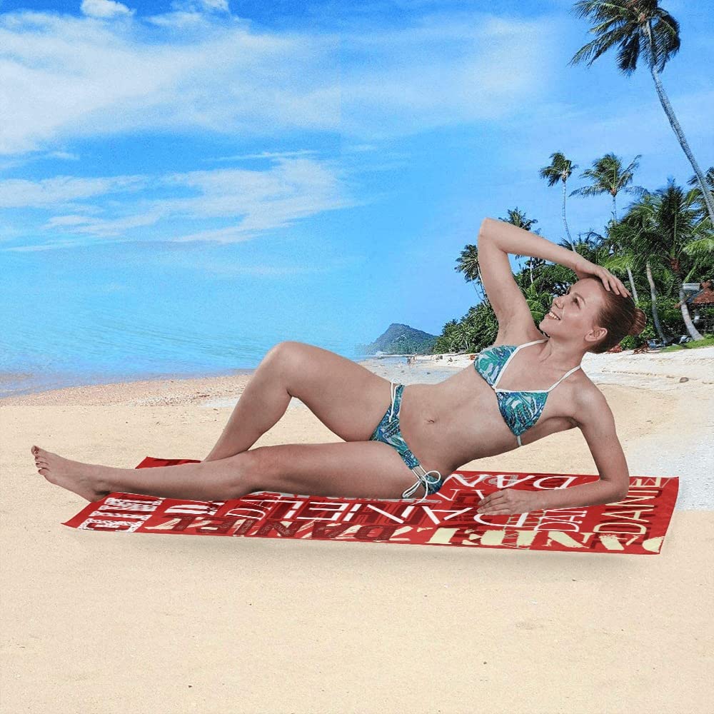 Custom Personalized Beach Towel with Name - Quick Dry Absorbent Sand Proof Microfiber 30x60 Inch - Pool, Bath & Beach Towel for Kids, Girls, Boys & Adults - Perfect for Summer Vacations, Swimming & Outdoor Activities