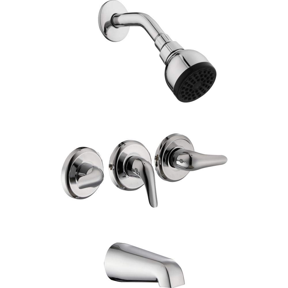 Glacier Bay Aragon 3-Handle 1-Spray Chrome Tub and Shower Faucet with Valve - Perfect for Bathroom Renovation and Modern Home Upgrade