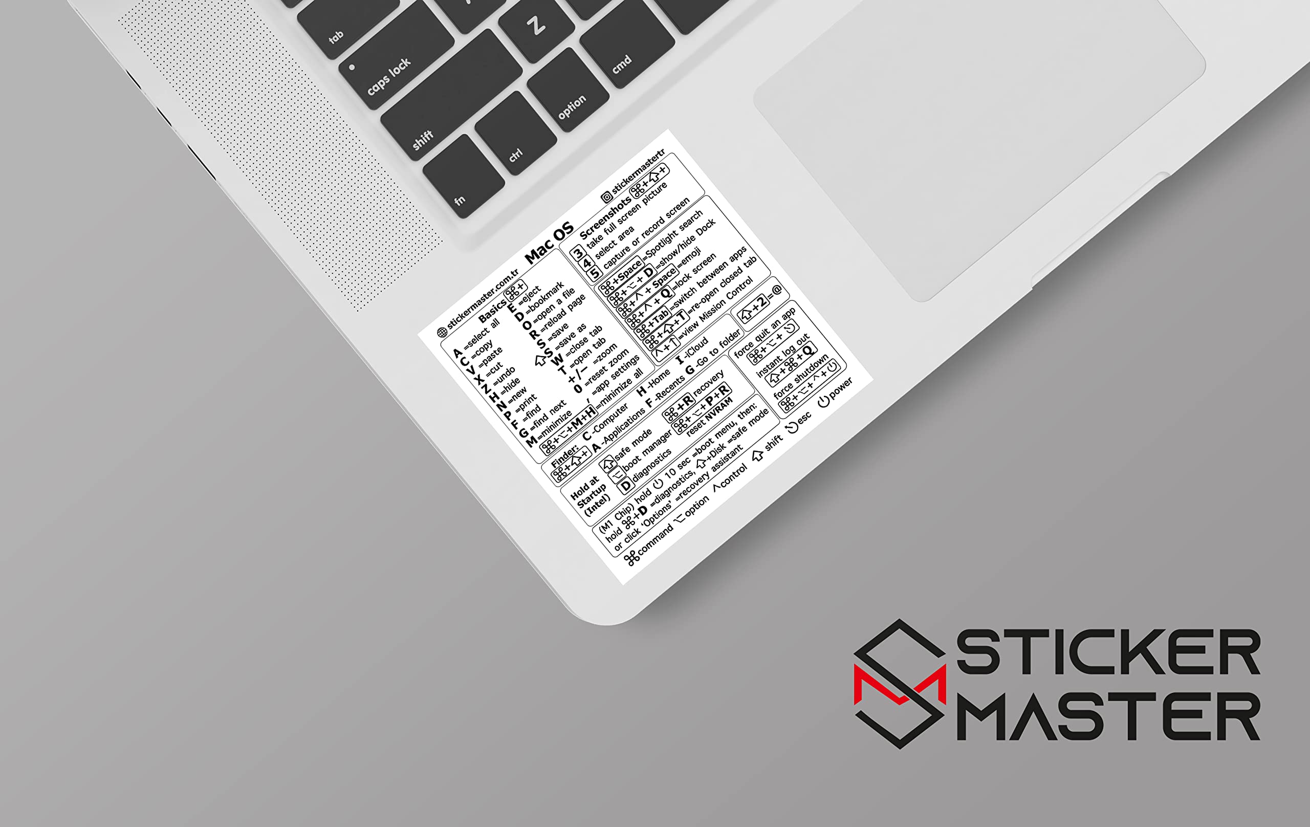 MacBook Keyboard Shortcuts Sticker - Clear Vinyl Cheat Sheet for MacBook Air/Pro 13/14/16 inch (M1 & Intel) | Temporary Adhesive Decal Accessory | Perfect for Work, Study & Coding