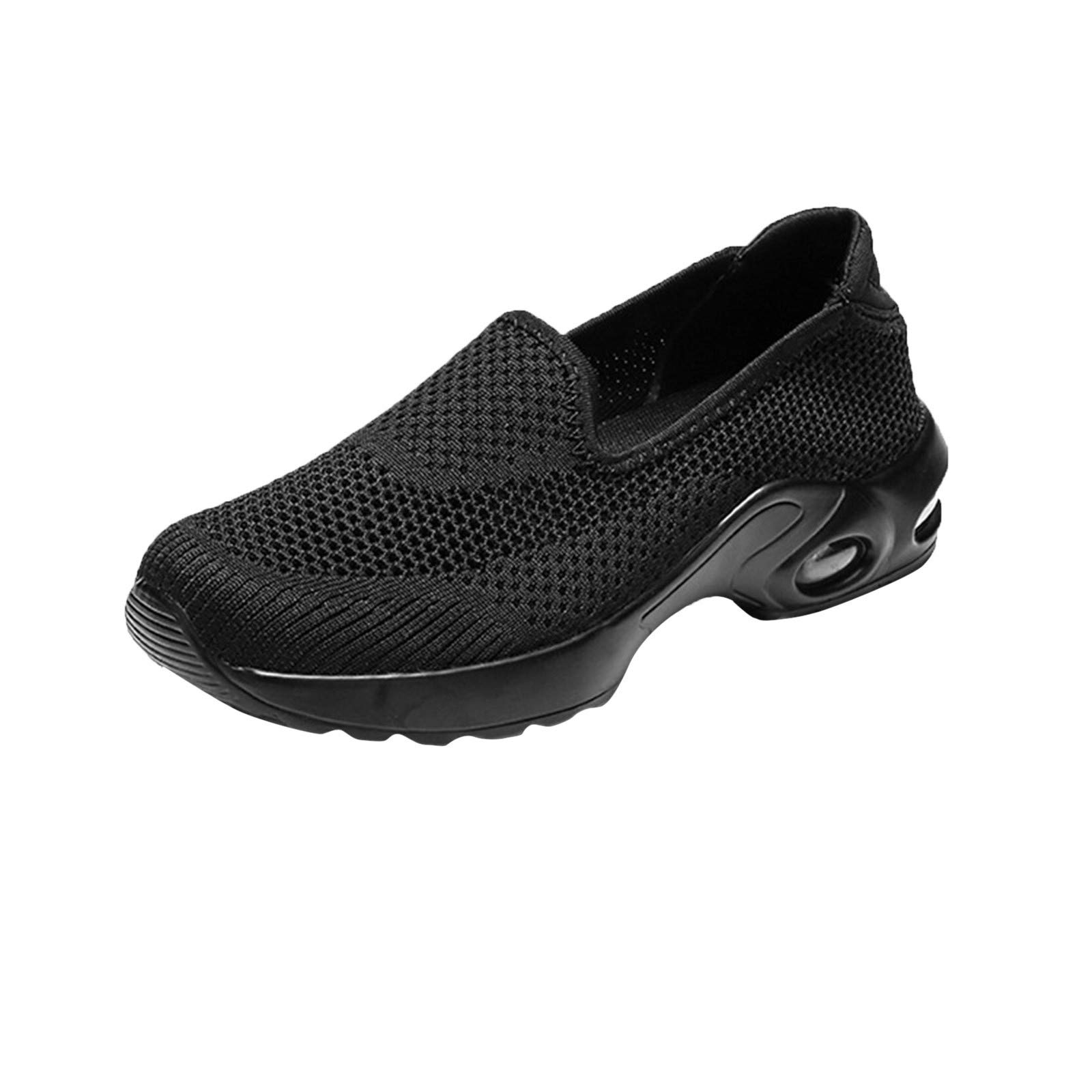 Breathable Hollow Cushion Women's Casual Sneakers - Solid Color Chunky Heel Sports Shoes for Walking, Gym & Everyday Wear | DNYELQ Comfort Pumps