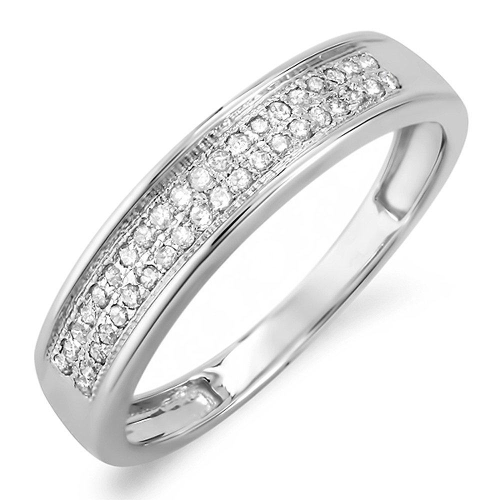 Dazzlingrock 10K White Gold Women's Diamond Wedding Band Ring - 0.15 CTTW Round Cut Anniversary Ring for Her, Perfect for Proposals, Engagements & Special Occasions