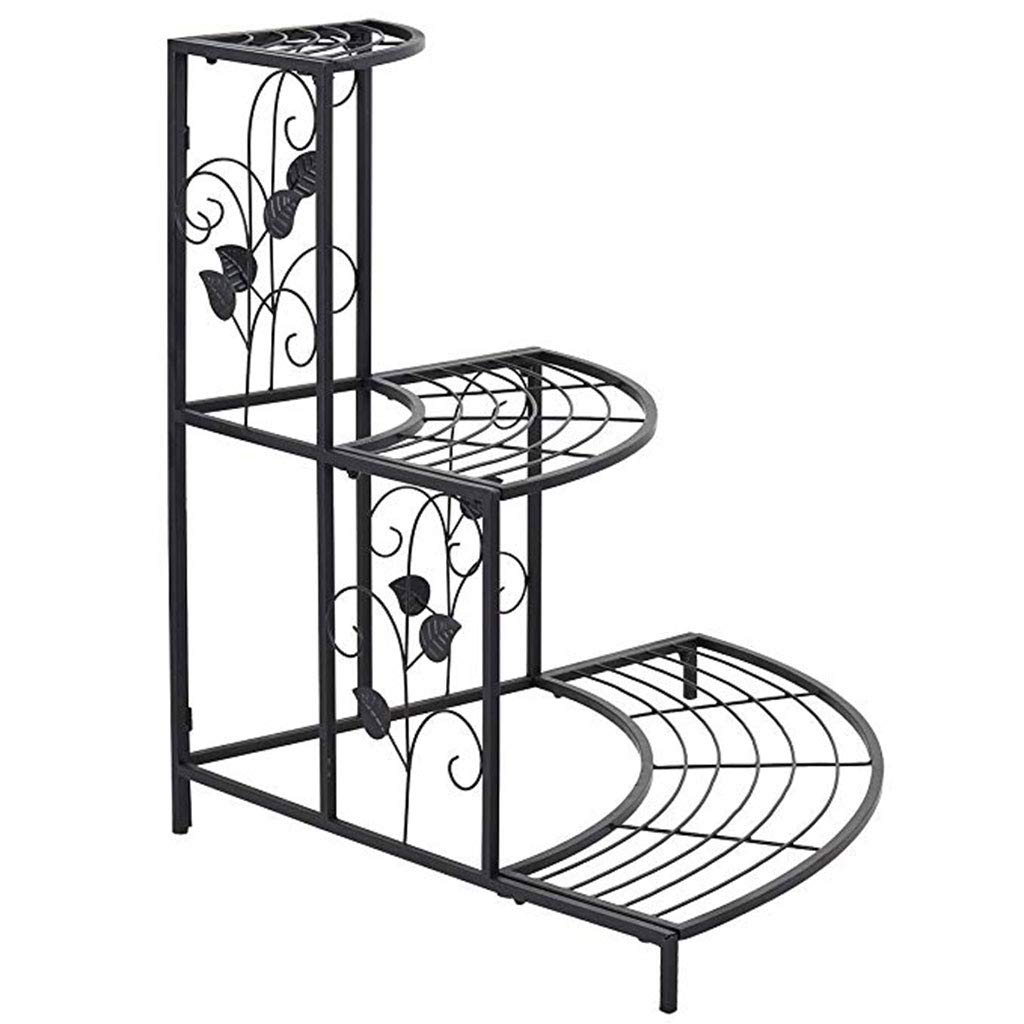 3 Tier Metal Plant Stand for Indoor Outdoor - Corner Flower Pot Rack with Stair-Step Design, Black | Perfect for Balcony, Patio, Garden Decor & Plant Display