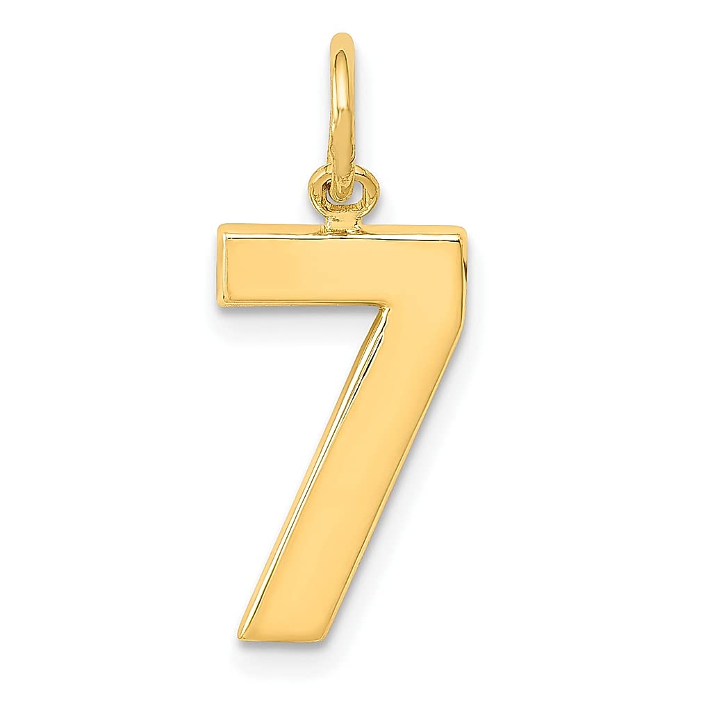 14K Yellow Gold Number 7 Charm Pendant Necklace for Women - Dainty Medium Jewelry Gift for Her - Perfect for Birthdays, Anniversaries & Everyday Wear