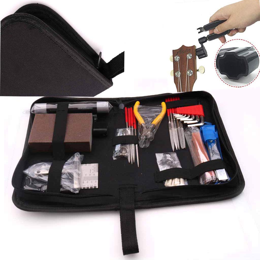 Premium Guitar Maintenance Kit - Complete Guitar Repair Tools Set with Screwdriver, Wrench, String Winder, Cutter & Carry Bag - Professional Musician's Tech Kit for Guitar & Bass Care (Ideal for Home Studio, Live Performances & Travel)