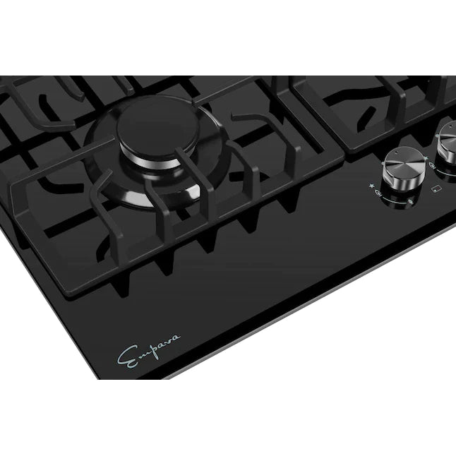 Empava 30-Inch 5-Burner Built-In Gas Cooktop in Black (30GC26) - Professional Stainless Steel Stovetop for Home Kitchen Cooking, Grilling & Baking