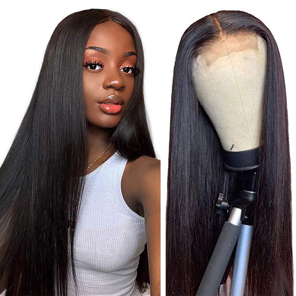 Brazilian Remy Human Hair Wigs for Black Women - 18 Inch Straight Lace Front Wigs with Pre-Plucked Hairline & Baby Hair, 150% Density, Natural Color | Perfect for Daily Wear, Special Occasions & Protective Styling