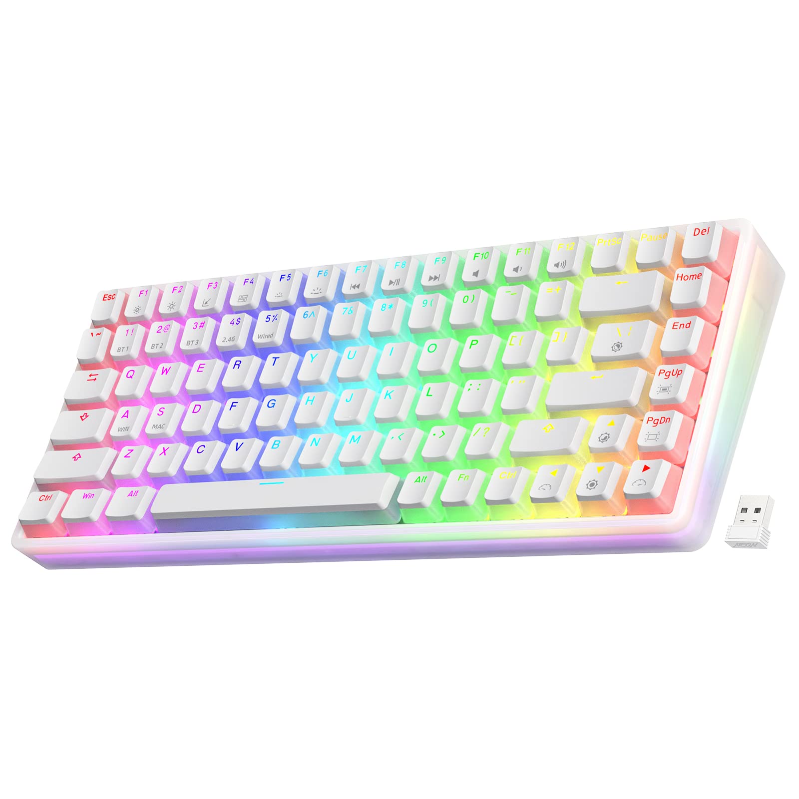 LTC Neon75 Wireless 75% Mechanical Keyboard - Bluetooth RGB Gaming for PC/Mac