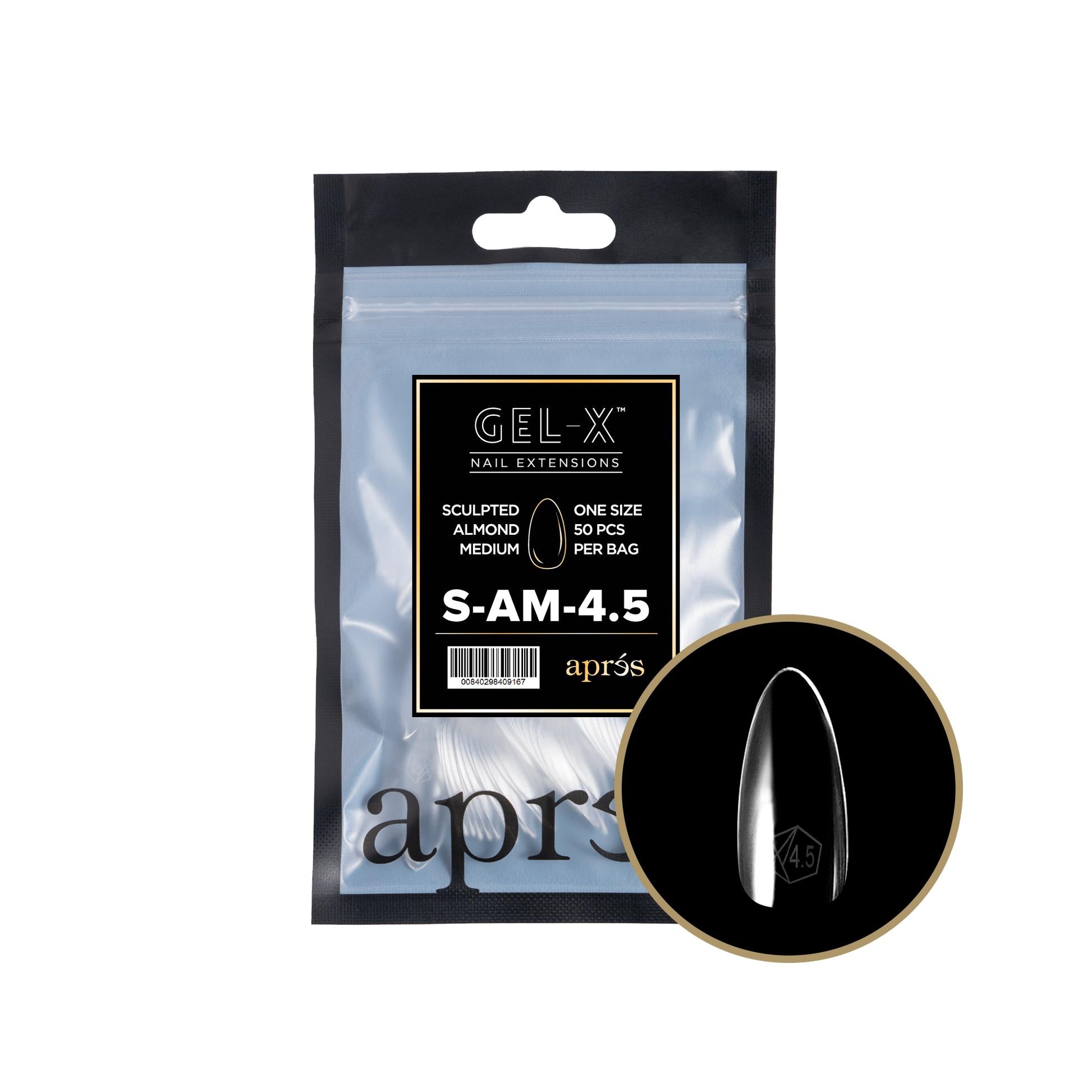 Apres Gel X 2.0 Refill Bags - Sculpted Almond Medium Size 4.5 (50 Pcs) | Professional Nail Extension Kit for Salon & Home Manicure | Perfect for DIY Nail Art, Special Occasions & Everyday Wear