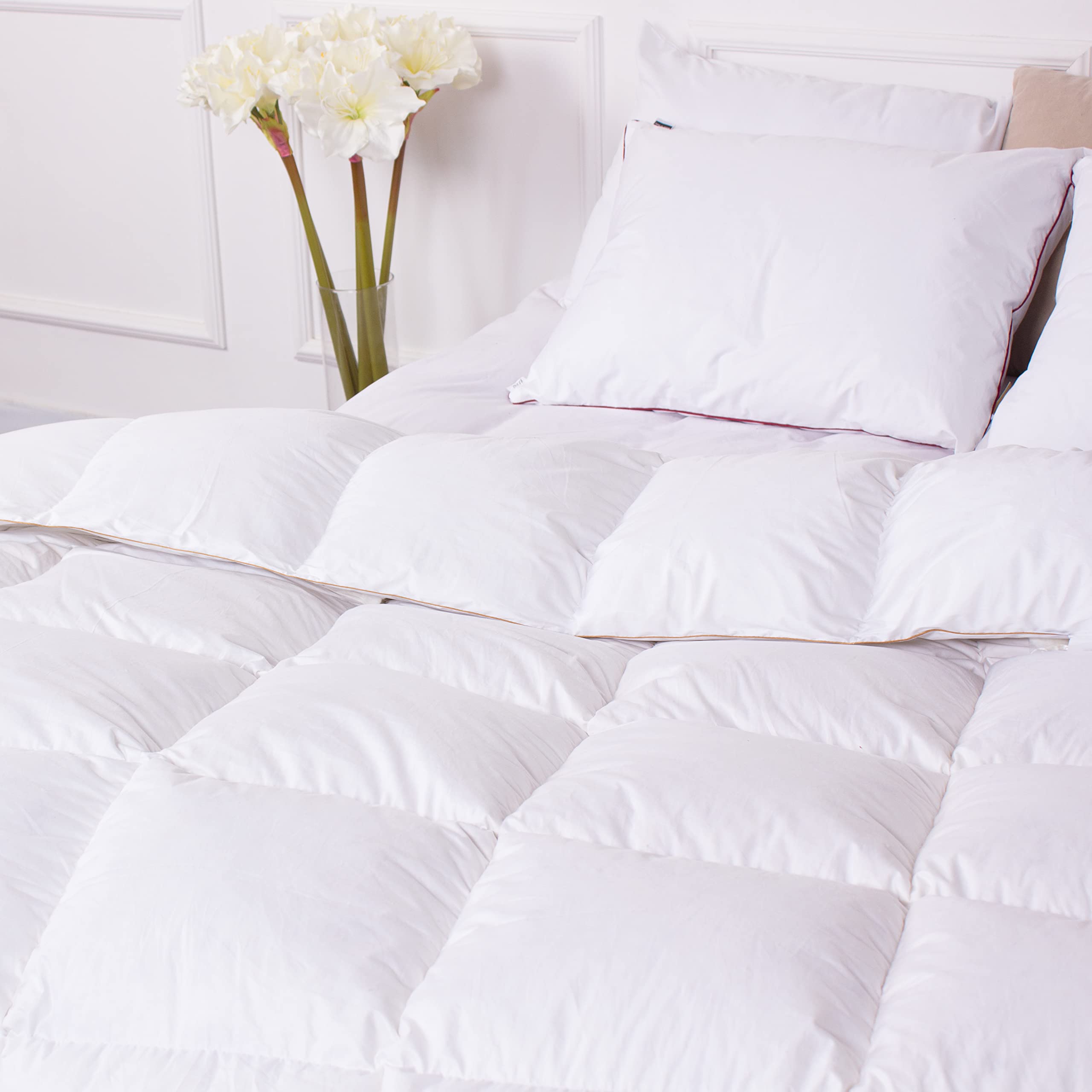 Premium MIRSON White Feather Goose Down Comforter - 700 Fill Power, Twin XL Size, 2900g Warmth, 100% Natural Cotton Cover (White) - Luxury Bedding for Winter, Guest Rooms & Cozy Home Decor