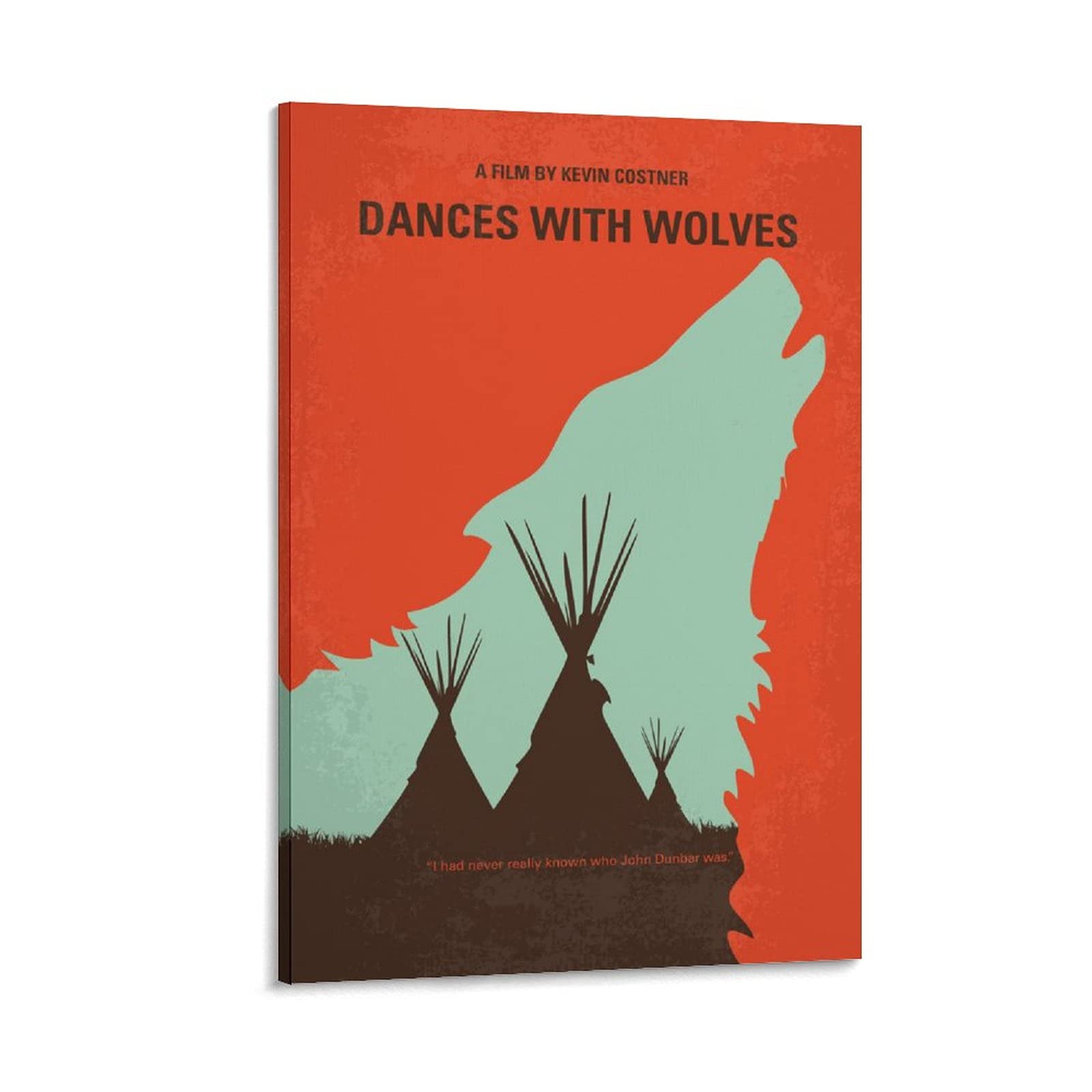Findamy Dances with Wolves Movie Poster - 24x36 Inch (60x90cm) Framed Canvas Art Print for Home & Office Wall Decor - Perfect for Living Room, Bedroom, or Theater Room