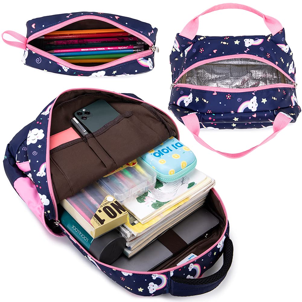 Meisohua Unicorn Backpack for Girls - Lightweight School Bookbag with Pencil Case, Cute Kids Backpack Set for Elementary, Middle School & Travel | Water-Resistant Daypack for Teens & Tweens