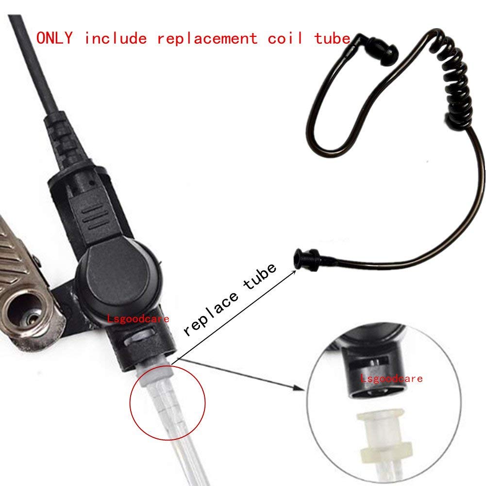 Lsgoodcare 20Pcs Replacement Covert Acoustic Air Coil Audio Tube Earbuds - Black - Compatible with Motorola, Kenwood, Icom, Yaesu - Secure & Clear Communication for Security, Surveillance & Two-Way Radio Use
