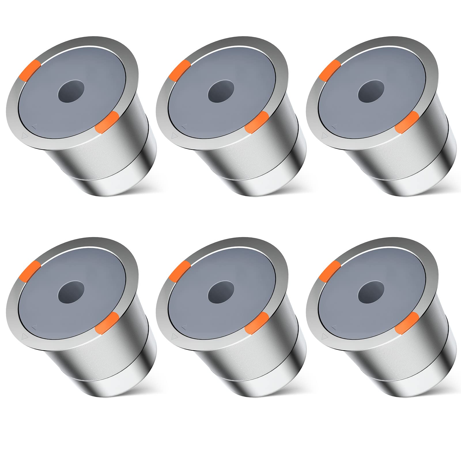 Reusable K Cup Coffee Filters - 6 Pack Stainless Steel Refillable Pods Compatible with Keurig 2.0 & 1.0 Brewers | Eco-Friendly Coffee Accessories for Home & Office Use