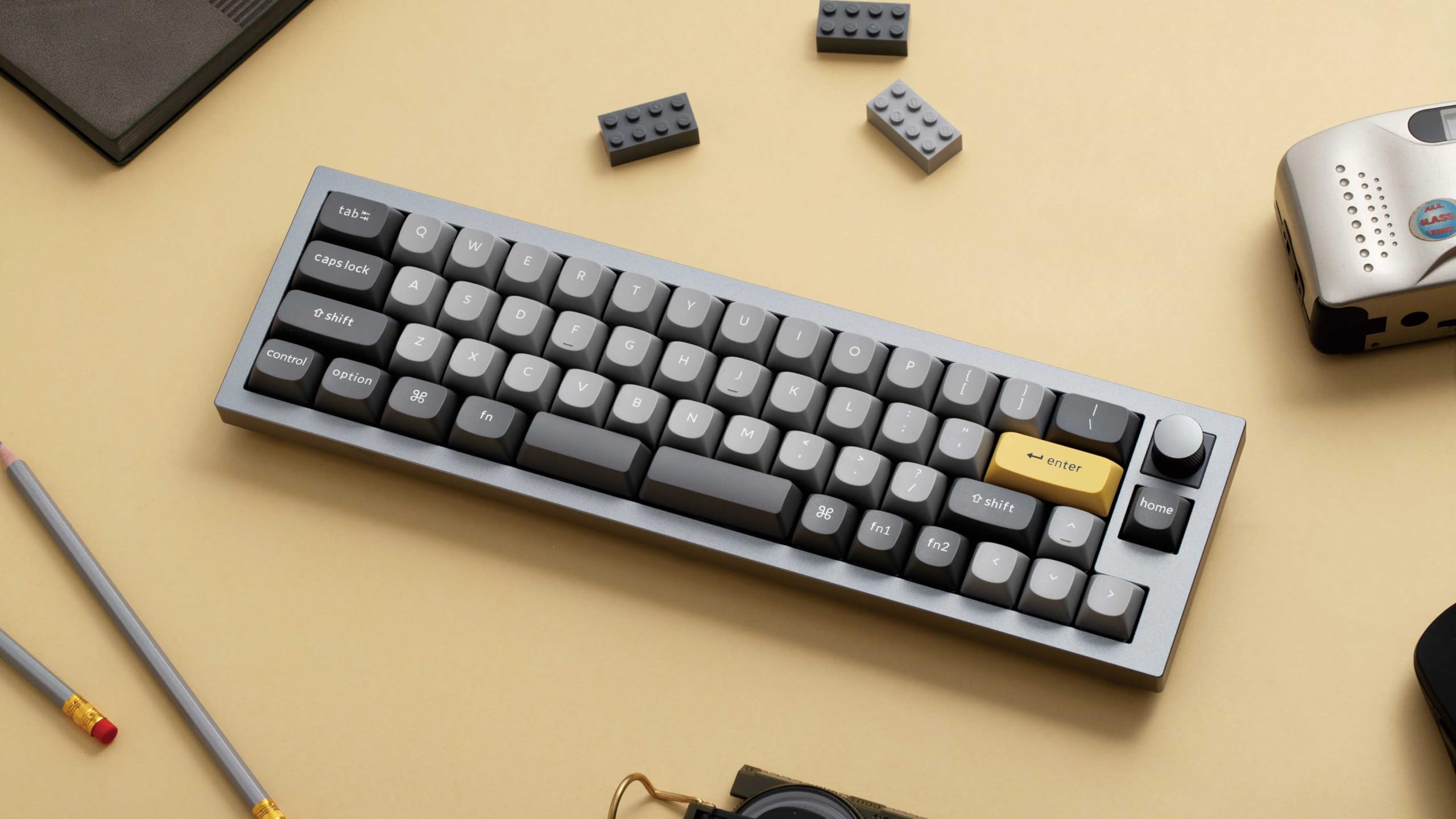 Keychron Q9 Hot-Swappable Wired Mechanical Keyboard with RGB Backlight - Gateron G Pro Brown Switches, Knob Control, Compact 47-Key Ultra Mini Layout, Aluminum Frame (Grey) - Perfect for Windows & Mac Gaming, Coding, and Office Work