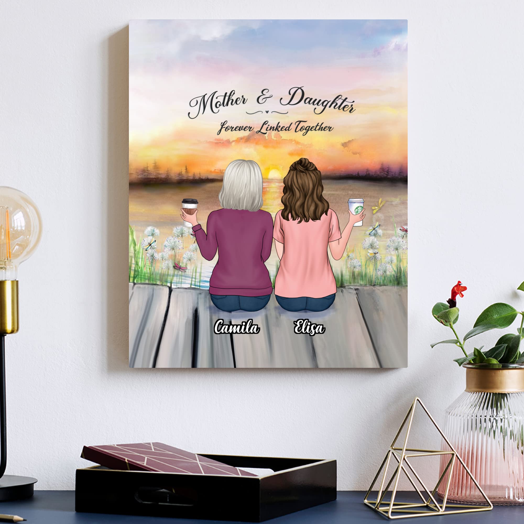 Custom Mom Wrapped Canvas - Personalized Mother Daughter Gift with Name & Design - Unique Mother's Day, Christmas & Birthday Present - Heartwarming Art for Home Decor & Special Occasions