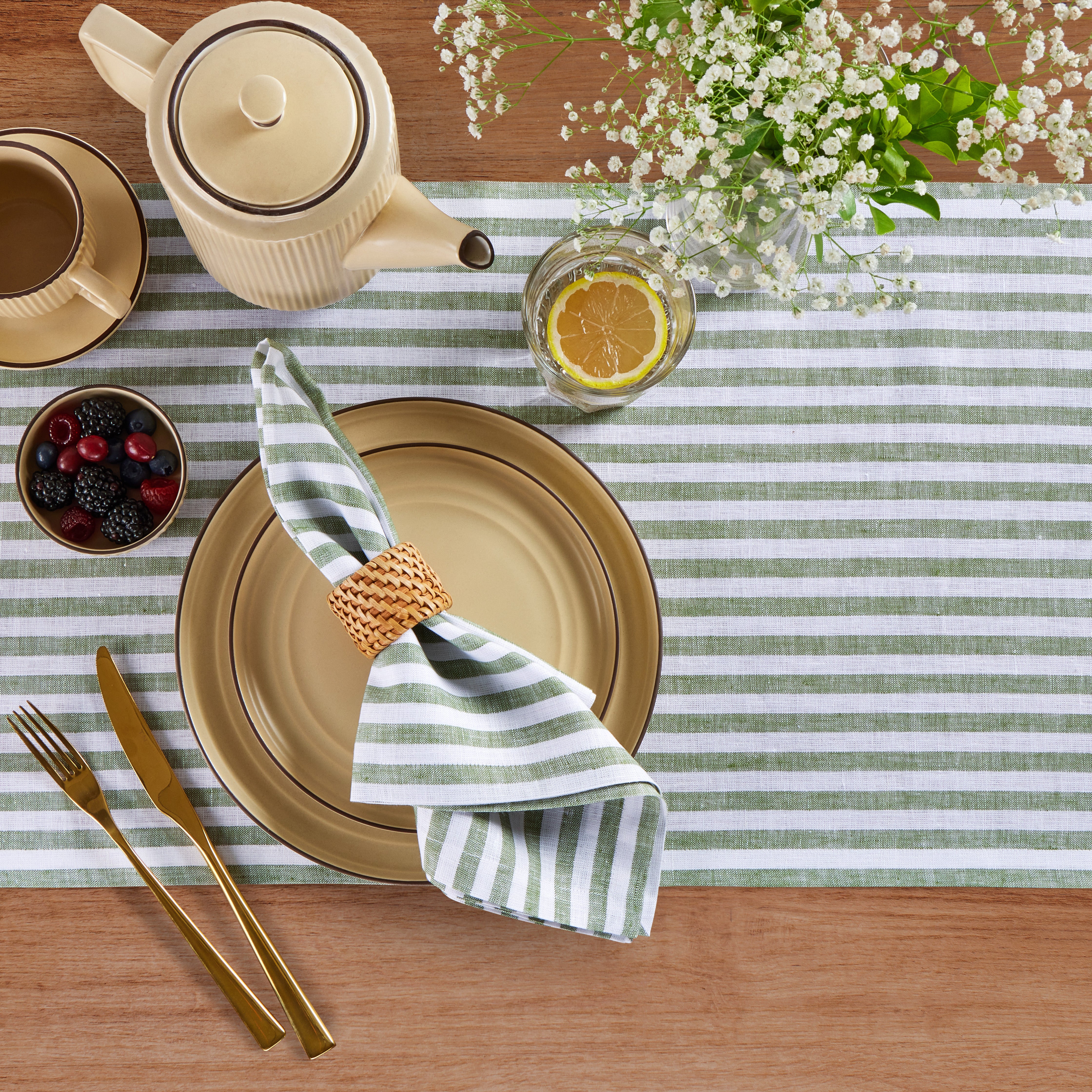 Amalfi Stripe Table Runner - Elegant Dining Decor for Weddings, Parties & Holiday Tablescapes