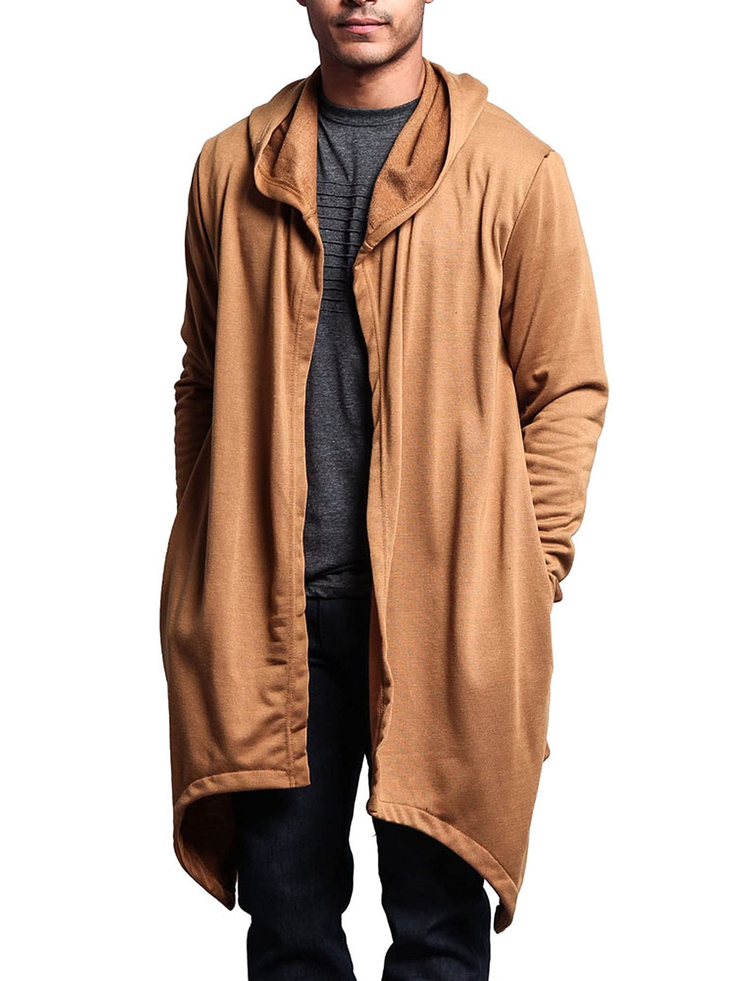 Men's Long Length Cloak Cardigan Hoodie - Stylish Warm Winter Coat with Hood - Perfect for Outdoor Activities, Cosplay & Casual Wear