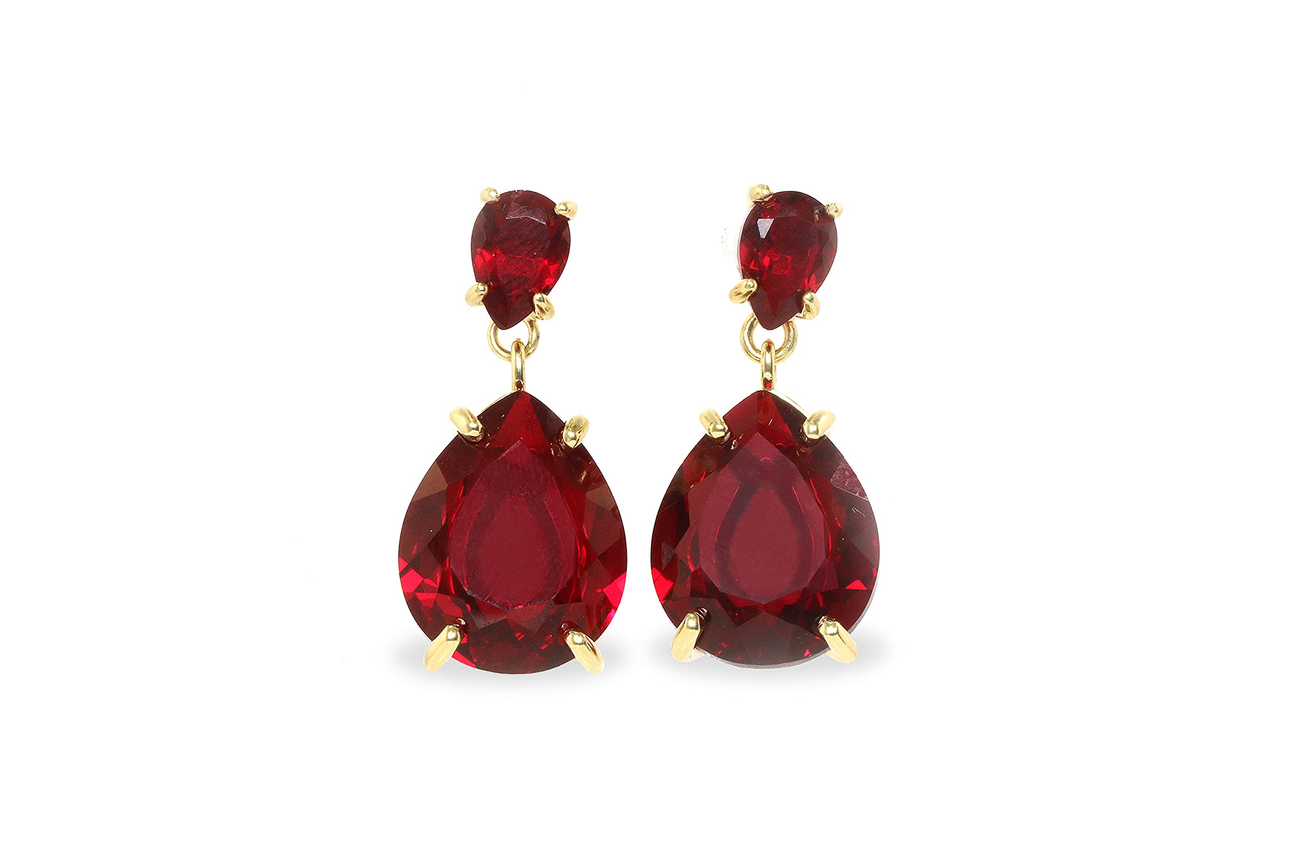 Anemone Vibrant Double Garnet Earrings - Handmade January Birthstone Jewelry for Women - Luxury Red Dangle Earrings - Perfect for Weddings, Anniversaries & Gifts - Elegant Evening Wear & Special Occasion Jewelry