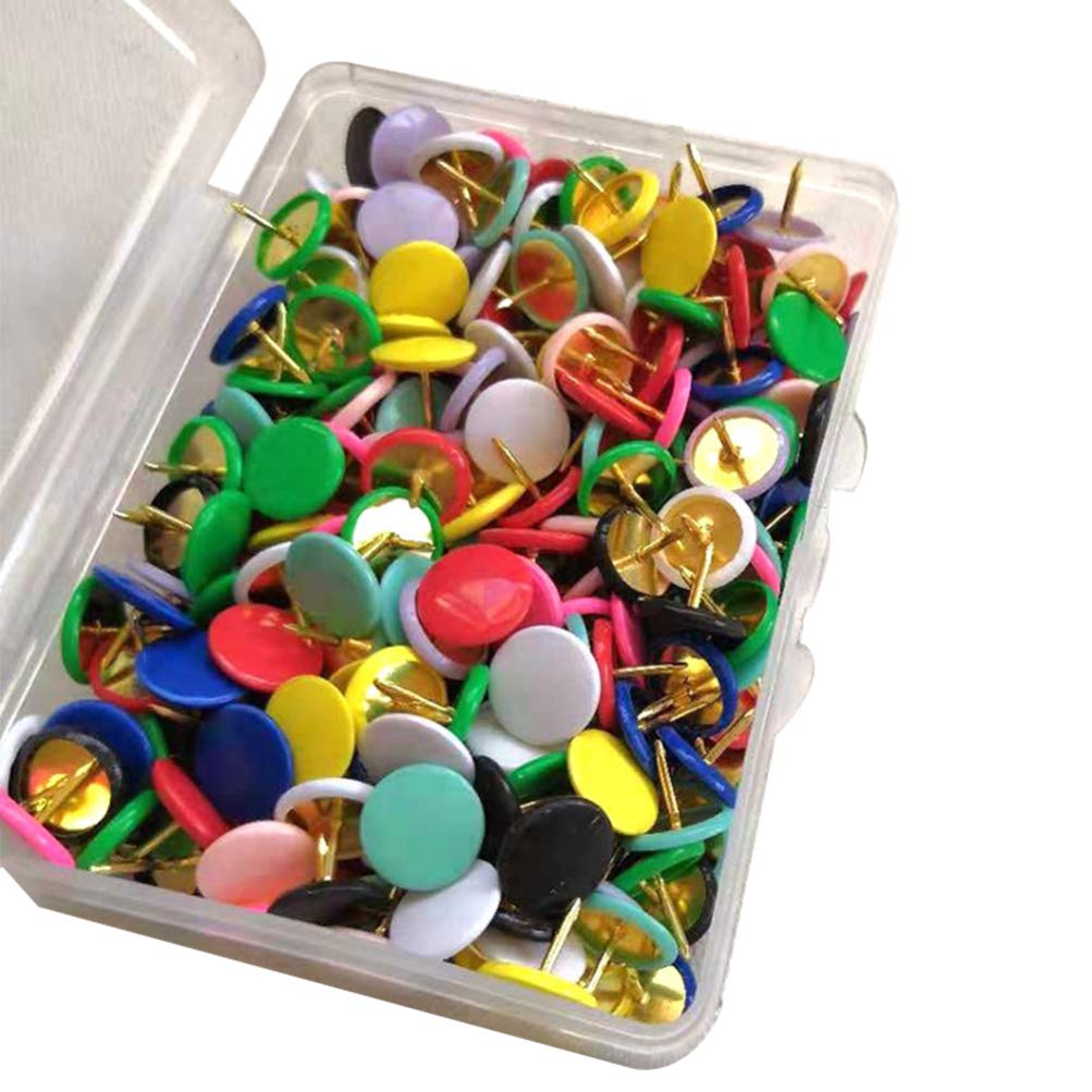 EXCEART 300Pcs Iron Round Head Thumb Tacks - Colorful Metal Push Pins for DIY, Furniture Decoration, Cork Board & Office Use - Durable Steel Point Map Pins for Bulletin Boards, Wall Art & Home Organization