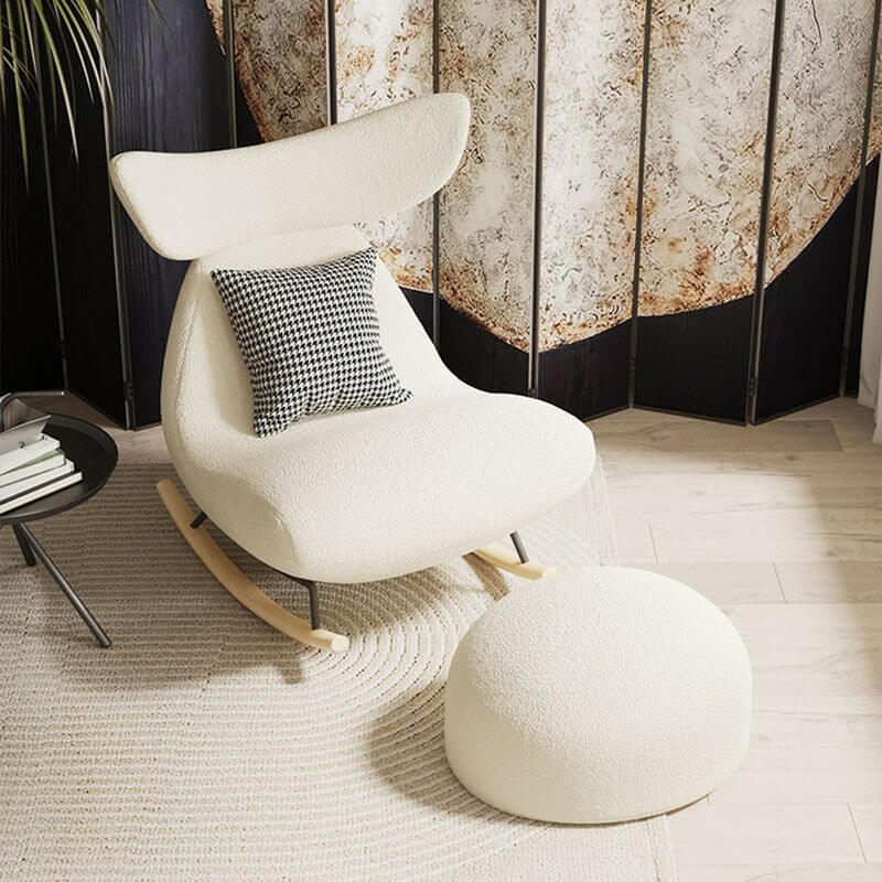 Ergonomic Wooden Rocking Chair with Wingback Design - Perfect for Living Room, Nursery, or Office Relaxation