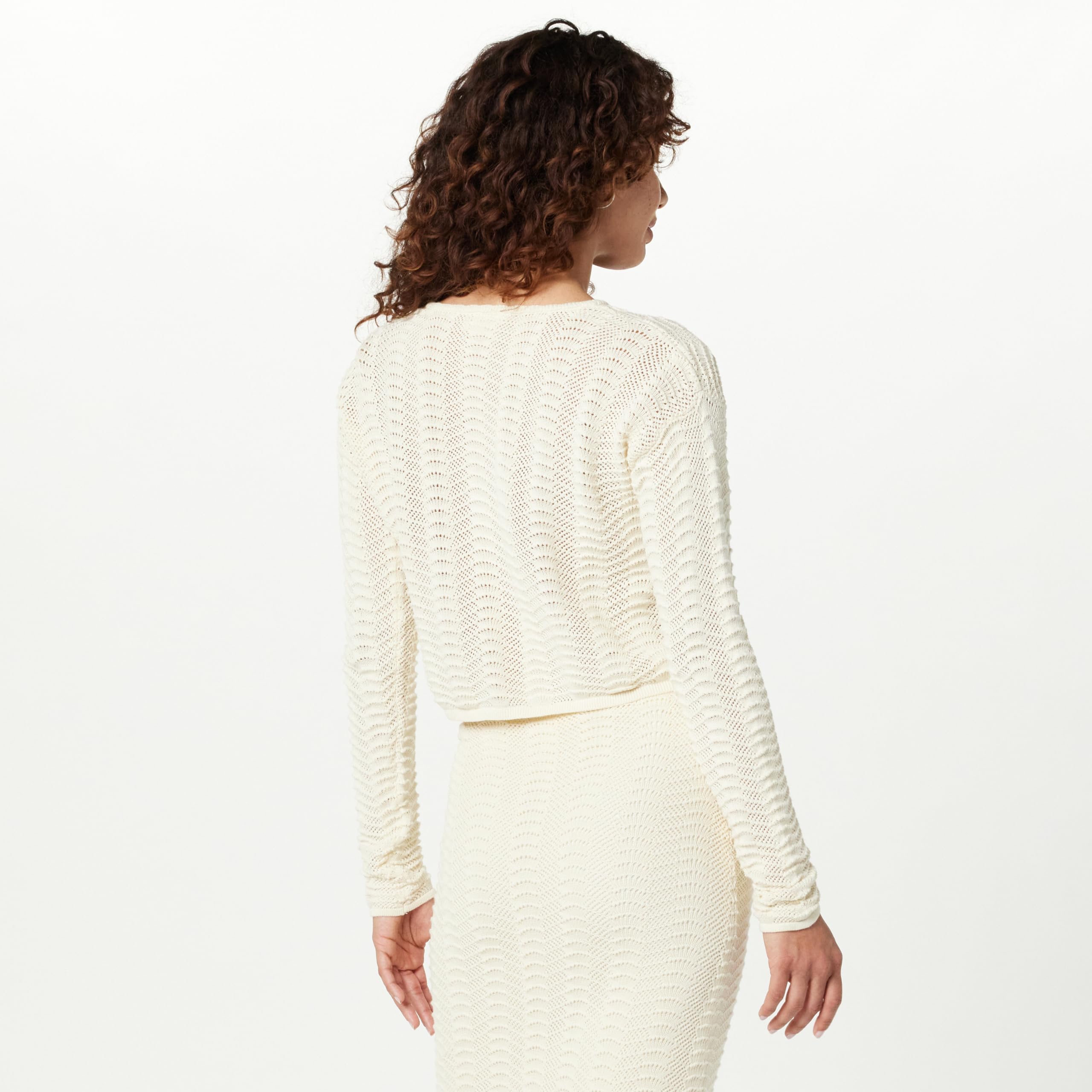 The Drop Women's Makayla Crochet Drop-Shoulder Cropped Pullover Sweater | Boho Chic Lace Knit Top | Casual Summer Beachwear & Festival Outfit