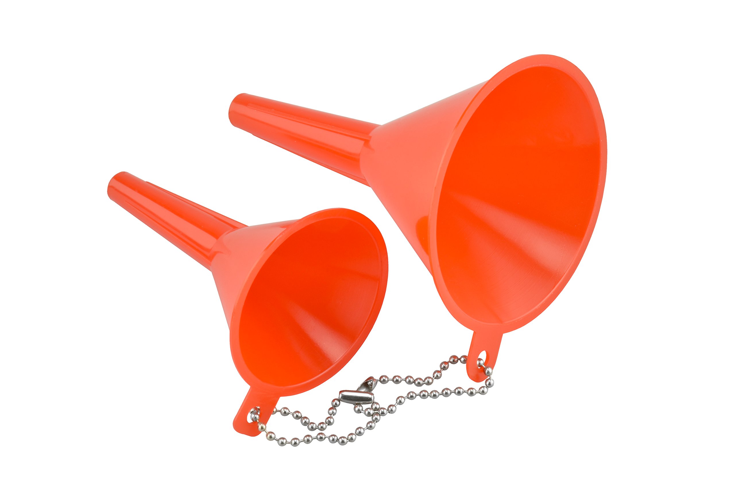 SE Red Plastic Funnel Set with Ball Keychain (2-Piece) - OD-FN2P | Essential Kitchen Tools for Liquid Transfer, DIY Projects & Automotive Maintenance