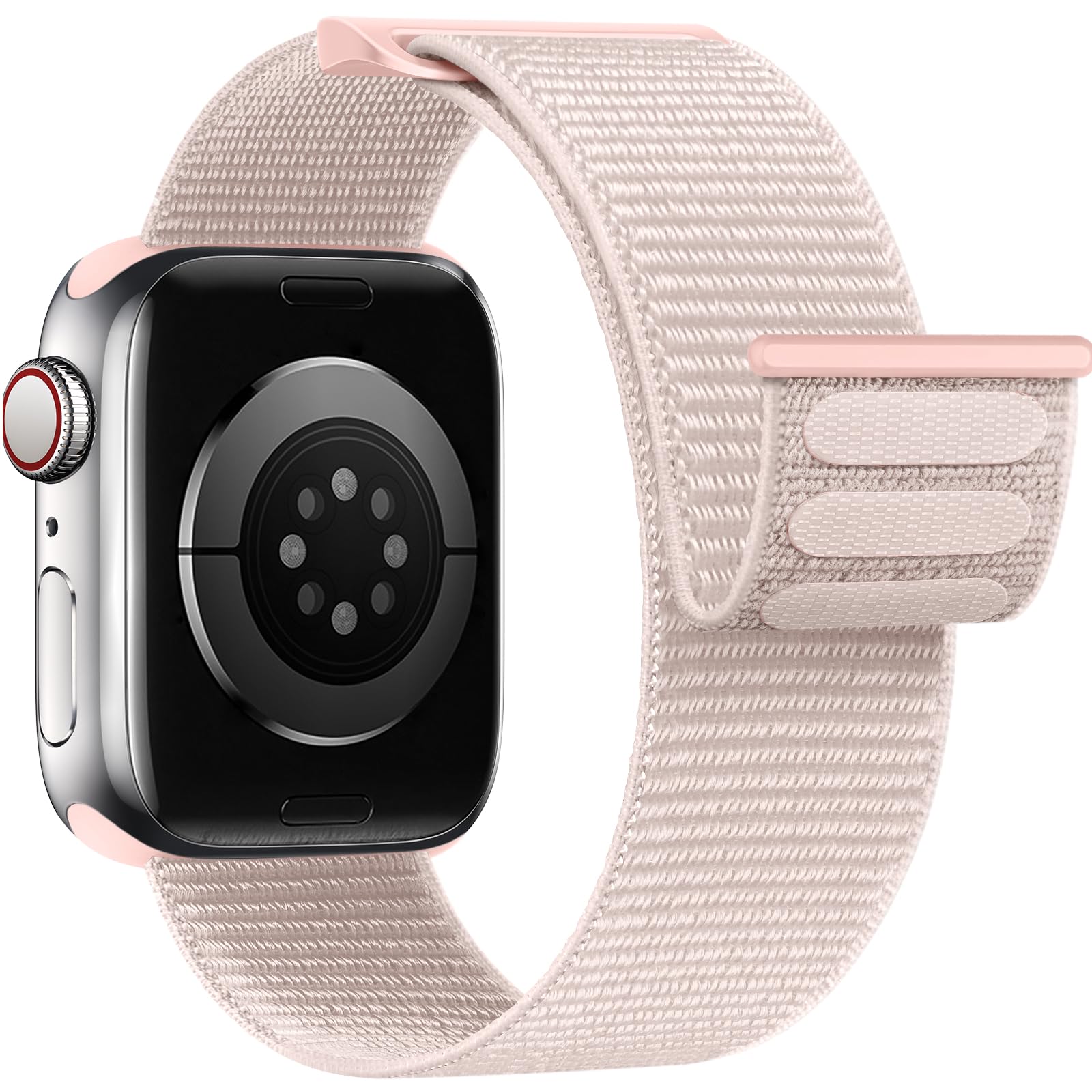 Yoohoo Soft Nylon Replacement Watch Band Compatible with Apple Watch Series 10/9/8/7/6/5/4/3/2/1/SE - 38mm 40mm 41mm 42mm Sizes for Men & Women (Rose Pink) - Perfect for Workouts, Running & Everyday Wear