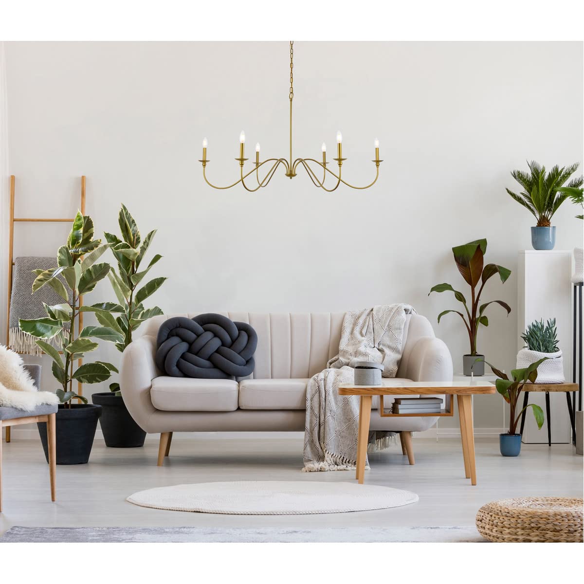 Elegant Rohan Collection 6-Light Chandelier - Modern Crystal Ceiling Light Fixture for Dining Room, Living Room & Bedroom - Luxury Home Decor Lighting