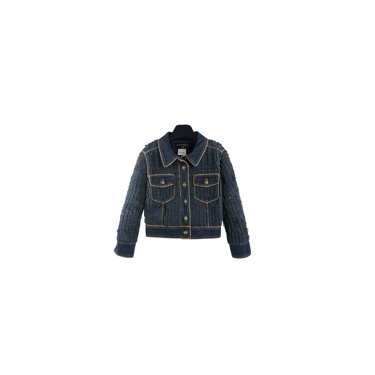 Chanel Button Denim Jacket Women's Size 36 - Classic Blue Denim Jacket with Gold Buttons for Casual Outfits & Streetwear Fashion