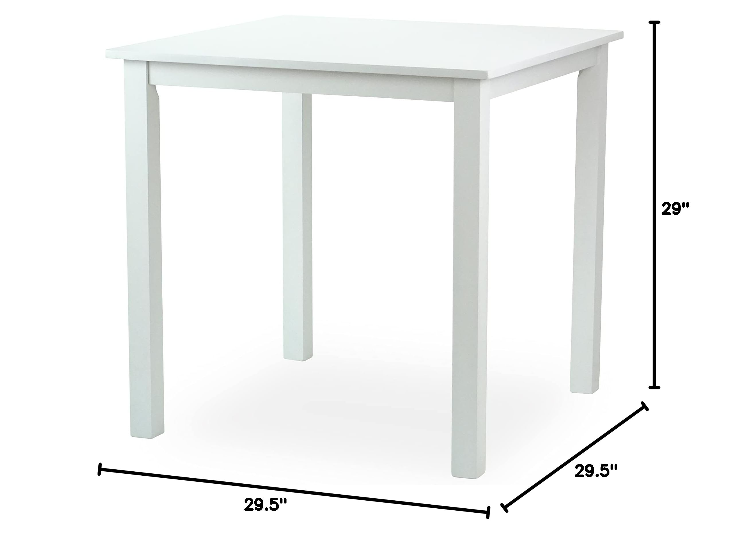 Modern White Solid Wood Square Dining Table - Contemporary Kitchen Table for Small Spaces, Breakfast Nook & Apartment Dining | Durable & Stylish Home Furniture